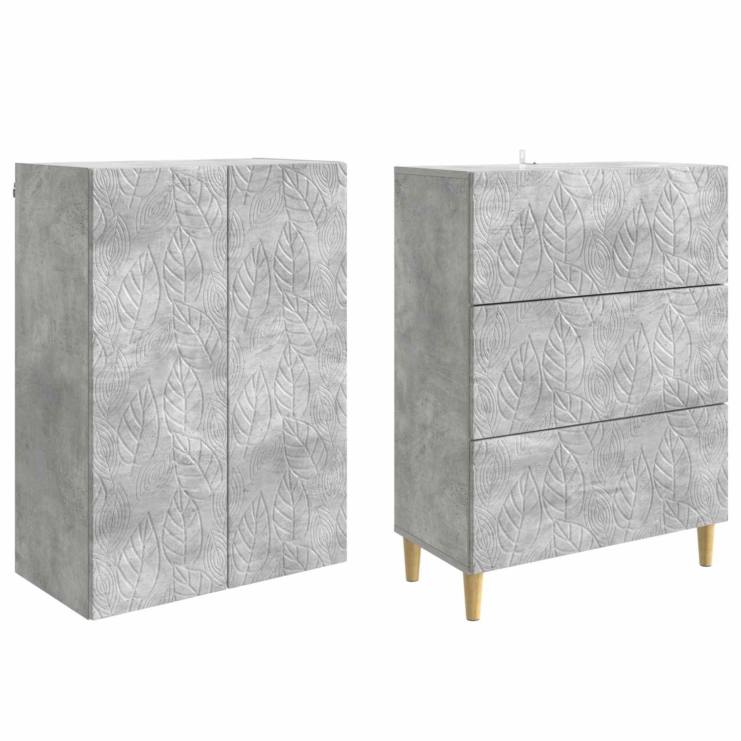 Skapsett 2 pcs Betonggrå 66 x 34,5 x 90 cm Konstruert tre