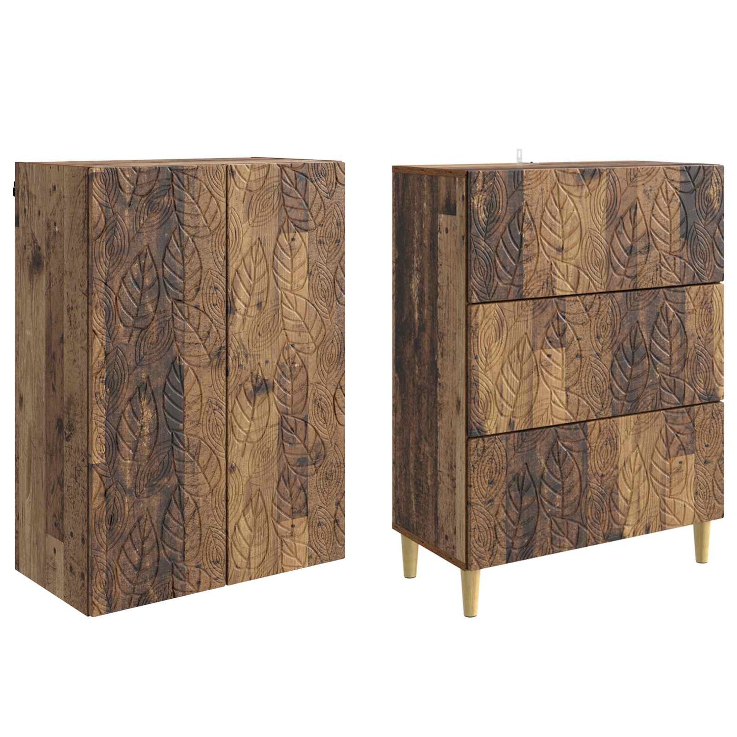 Skapsett 2 pcs Gammelt tre 66 x 34,5 x 90 cm Konstruert tre
