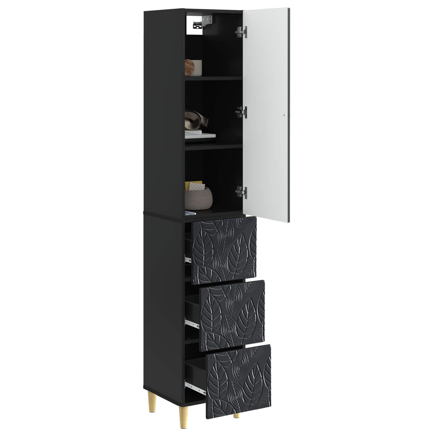 Skapsett 2 pcs Svart 33 x 34,5 x 90 cm Konstruert tre