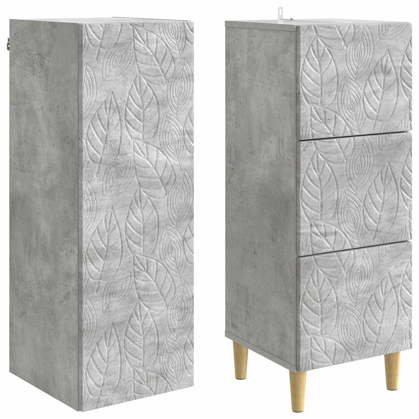 Skapsett 2 pcs Betonggrå 33 x 34,5 x 90 cm Konstruert tre