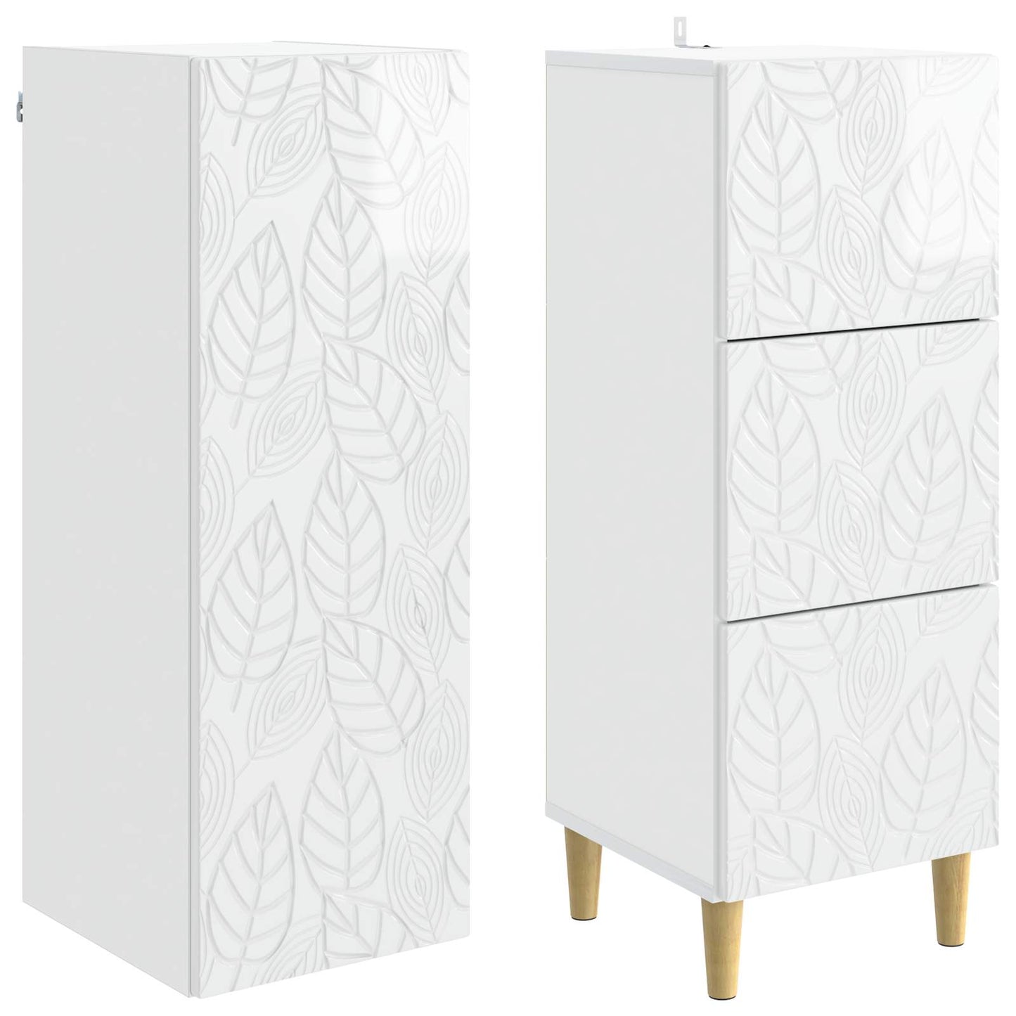 Skapsett 2 pcs Høgglans hvit 33 x 34,5 x 90 cm Konstruert tre
