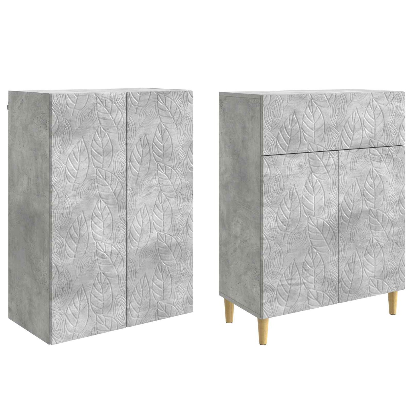 Skapsett 2 pcs Betonggrå Konstruert tre