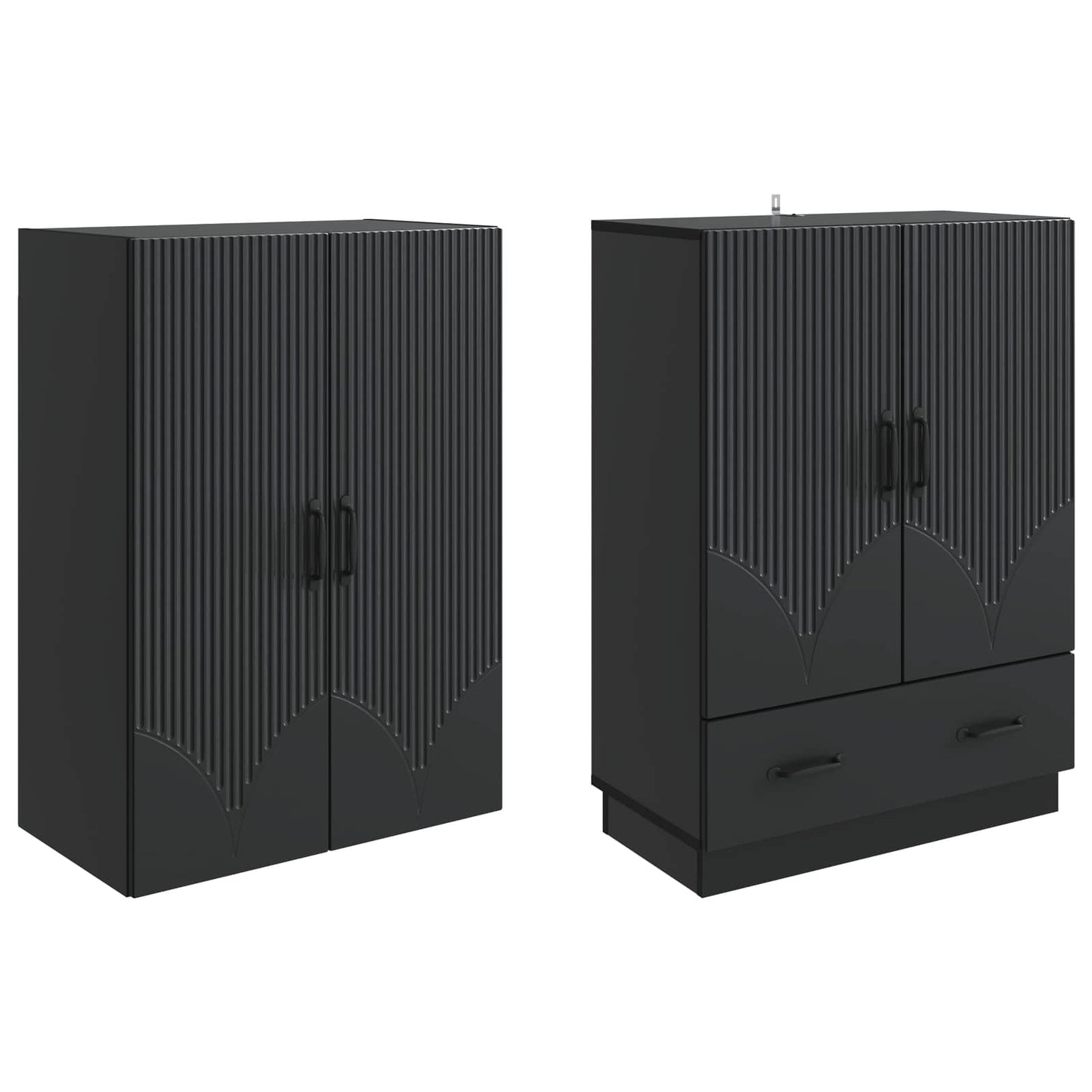 Skapsett 2 pcs Svart Konstruert tre