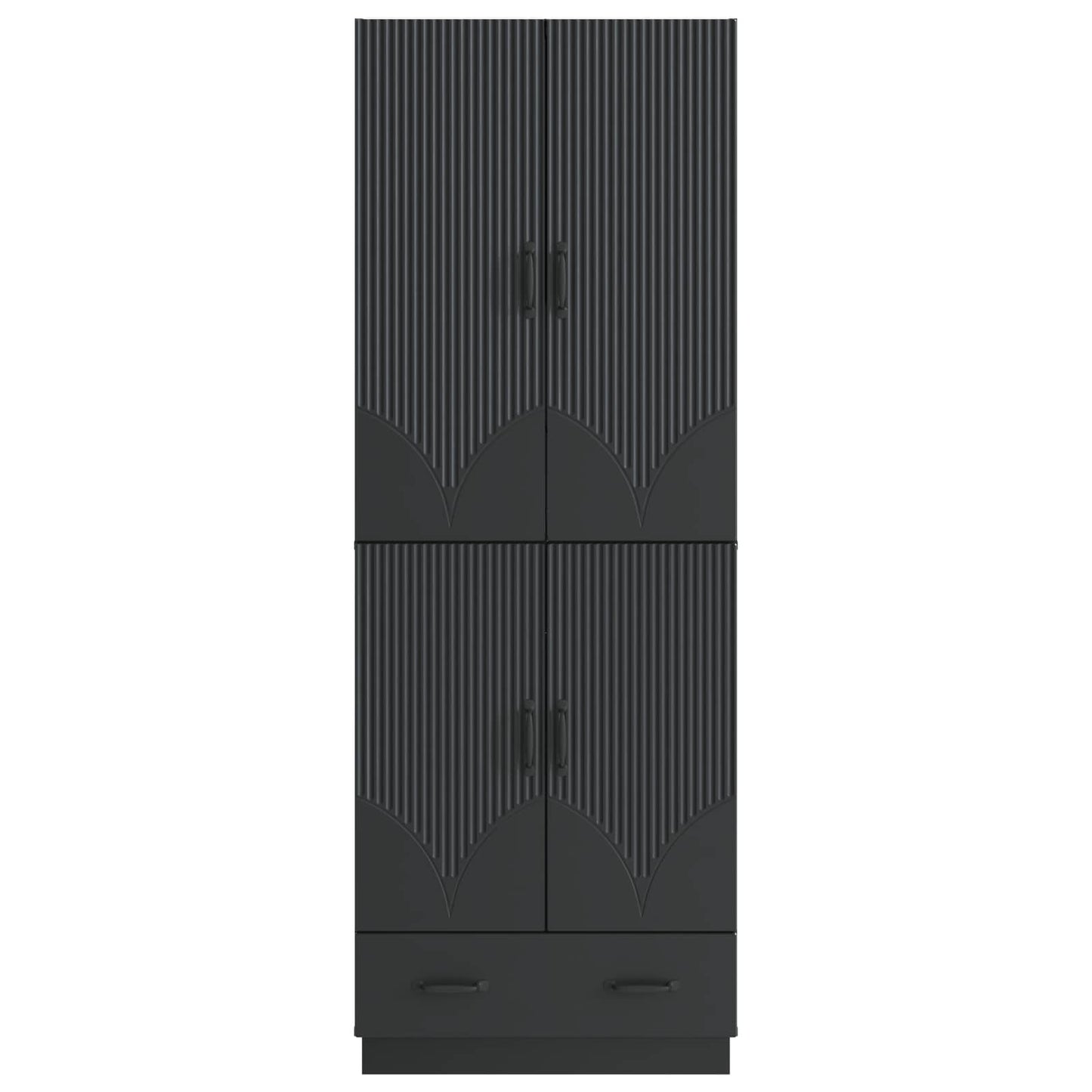 Skapsett 2 pcs Svart Konstruert tre
