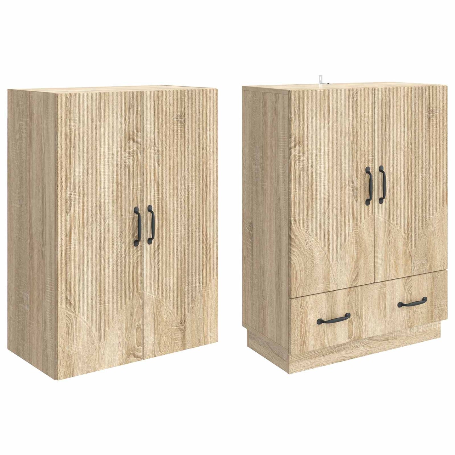 Skapsett 2 pcs Sonoma eik Konstruert tre