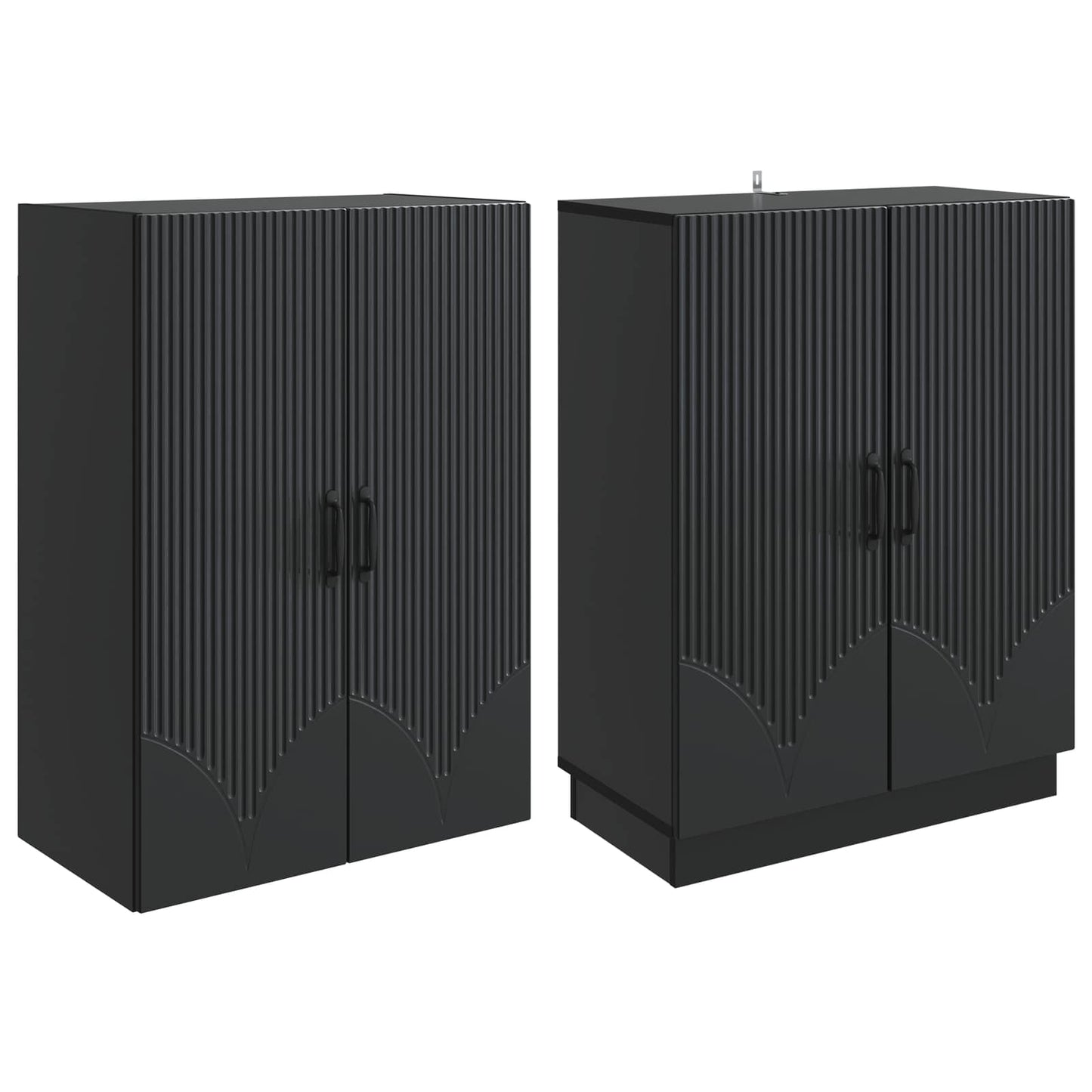 Skapsett 2 pcs Svart Konstruert tre