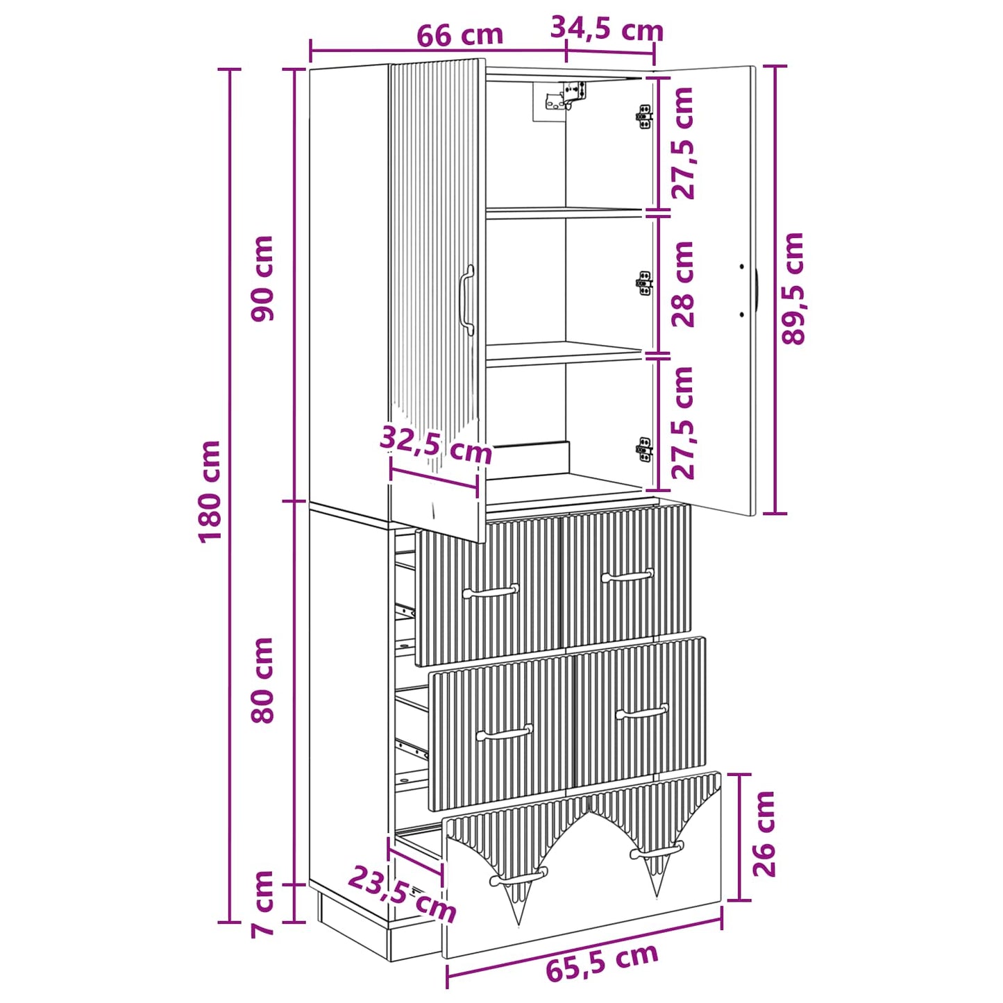 Skapsett 2 pcs Sonoma eik 66 x 34,5 x 87 cm Konstruert tre