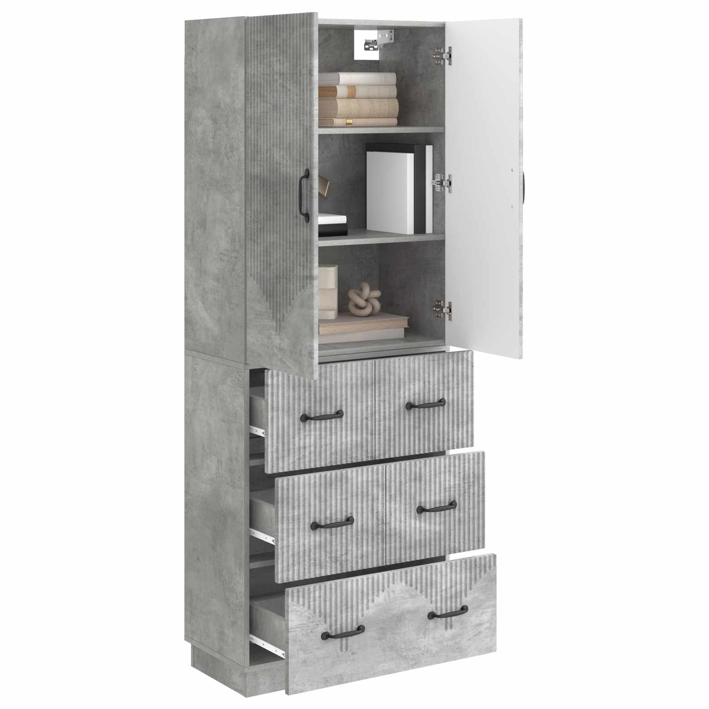 Skapsett 2 pcs Betonggrå 66 x 34,5 x 87 cm Konstruert tre