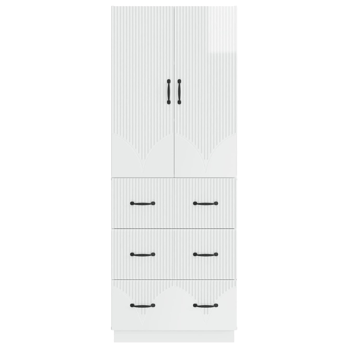 Skapsett 2 pcs Høgglans hvit 66 x 34,5 x 87 cm Konstruert tre