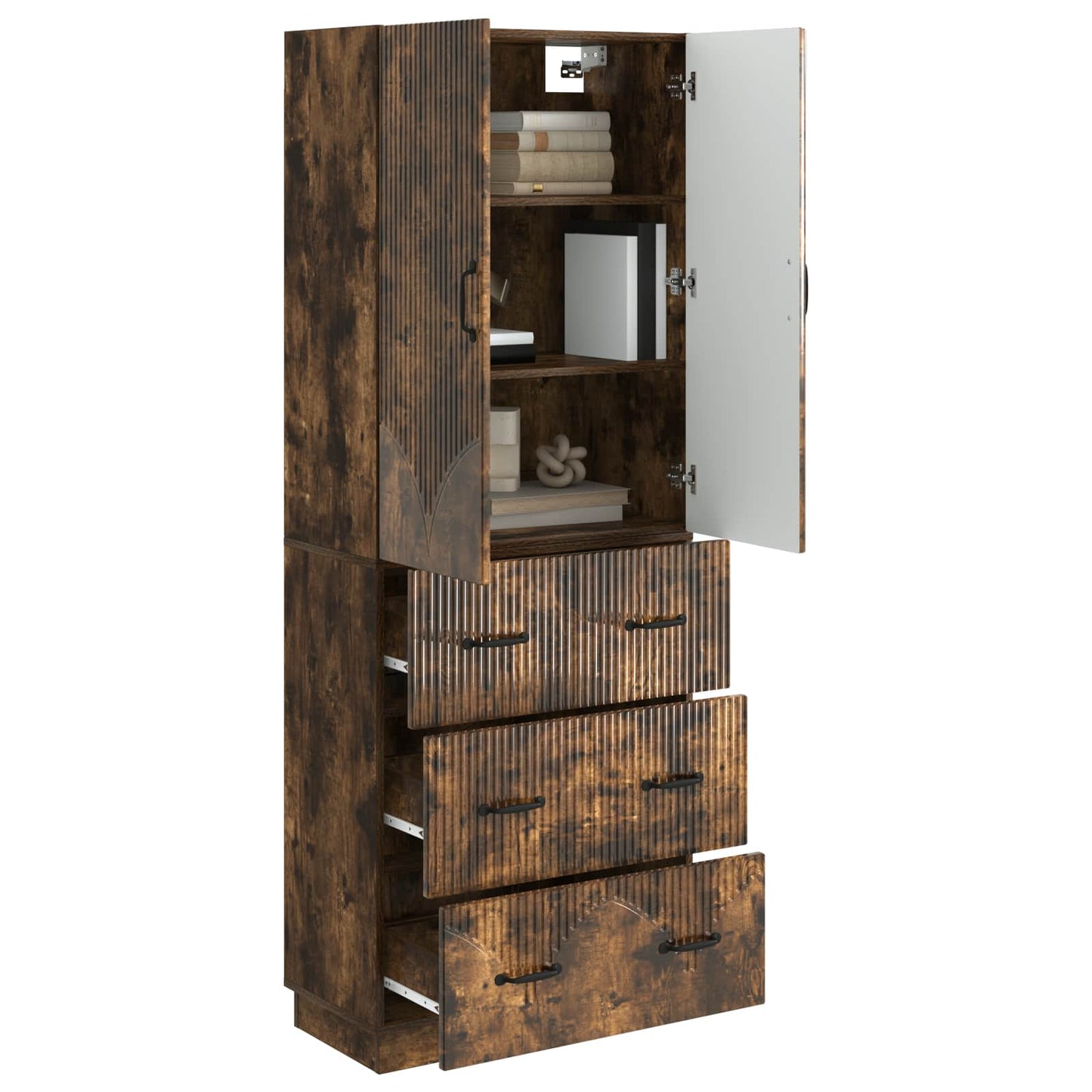 Skapsett 2 pcs Røkt Eik 66 x 34,5 x 87 cm Konstruert tre