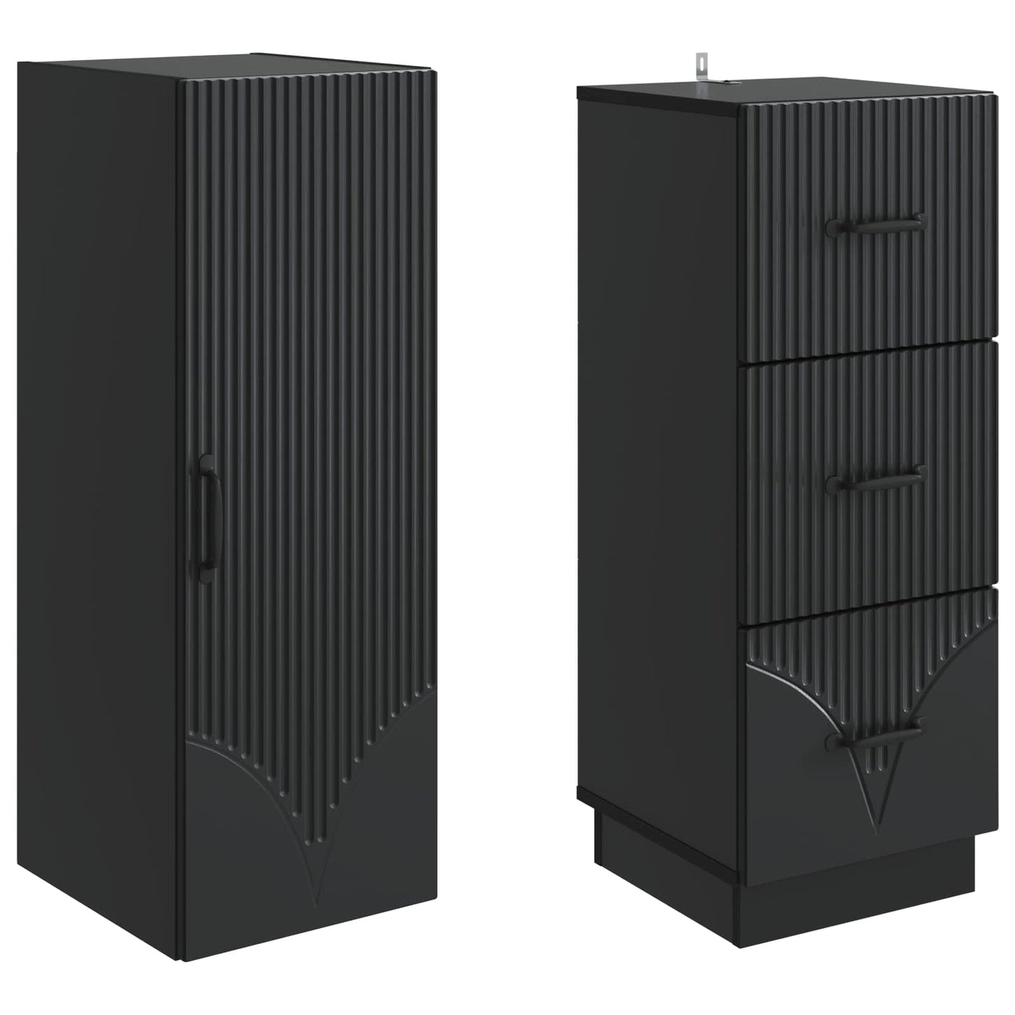 Skapsett 2 pcs Svart 33 x 34,5 x 87 cm Konstruert tre