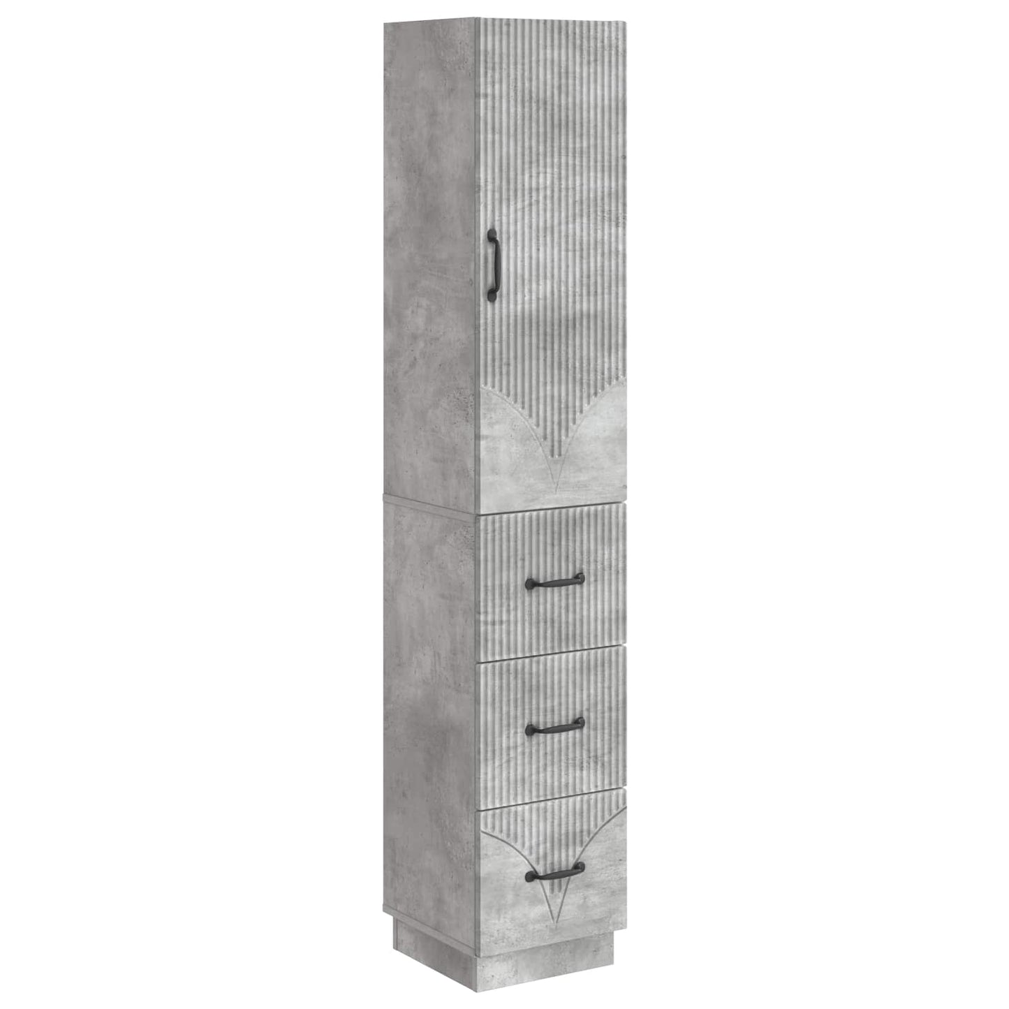 Skapsett 2 pcs Betonggrå 33 x 34,5 x 87 cm Konstruert tre