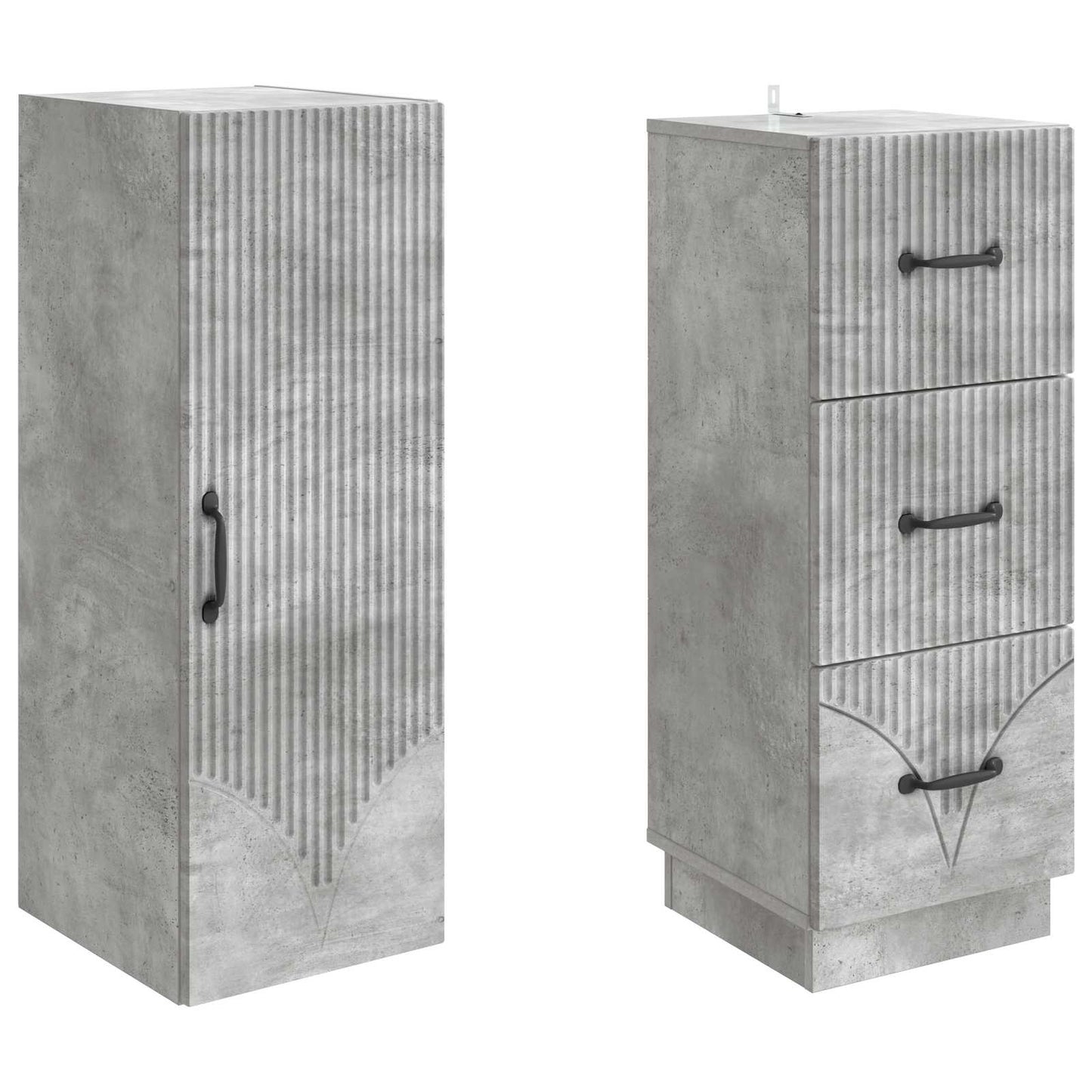 Skapsett 2 pcs Betonggrå 33 x 34,5 x 87 cm Konstruert tre