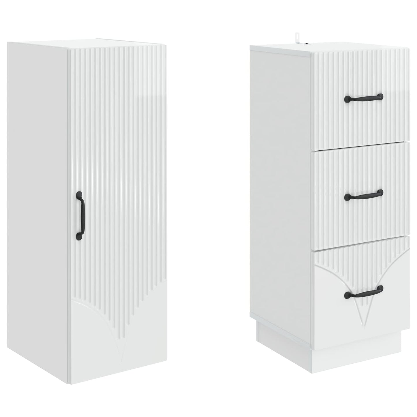 Skapsett 2 pcs Høgglans hvit 33 x 34,5 x 87 cm Konstruert tre