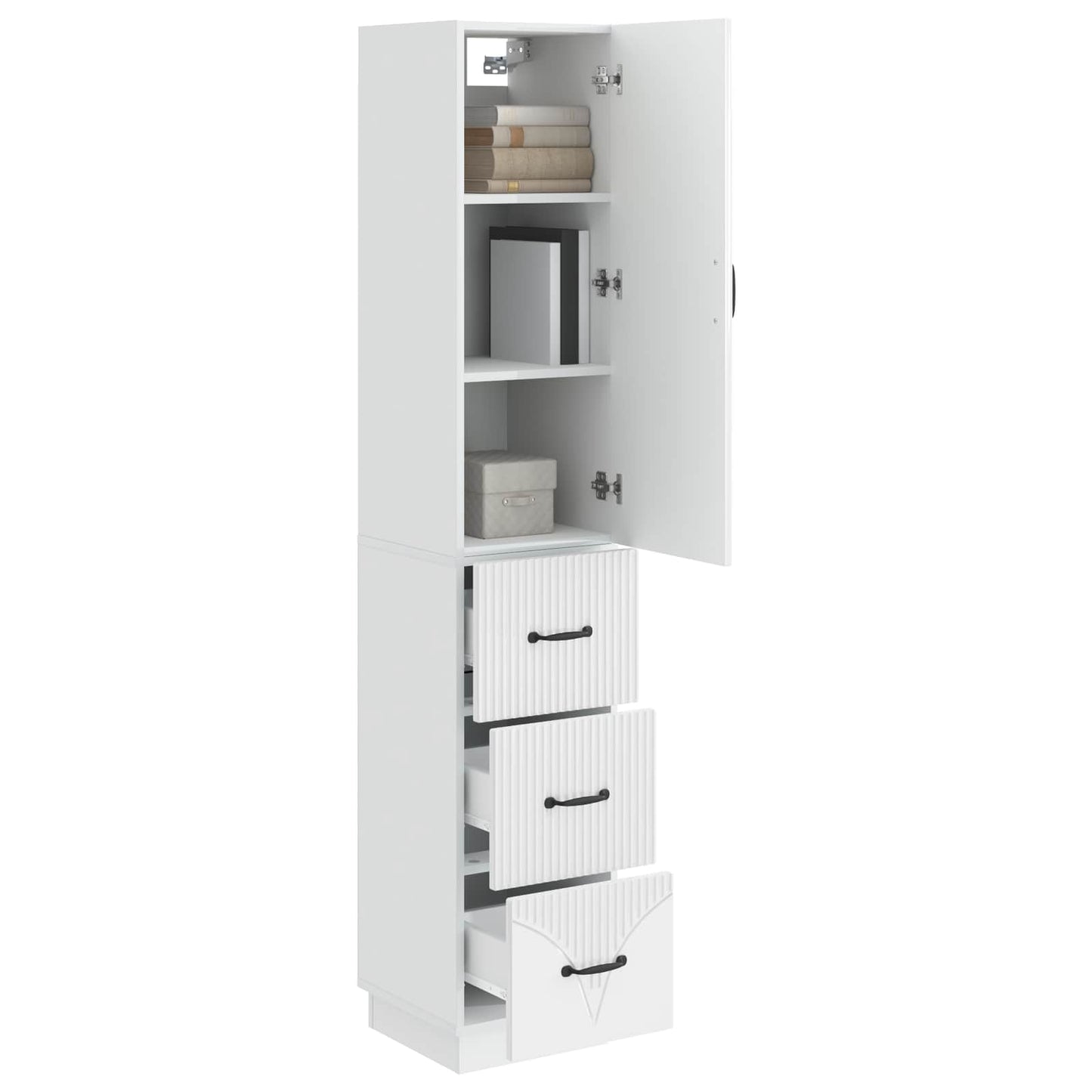 Skapsett 2 pcs Høgglans hvit 33 x 34,5 x 87 cm Konstruert tre