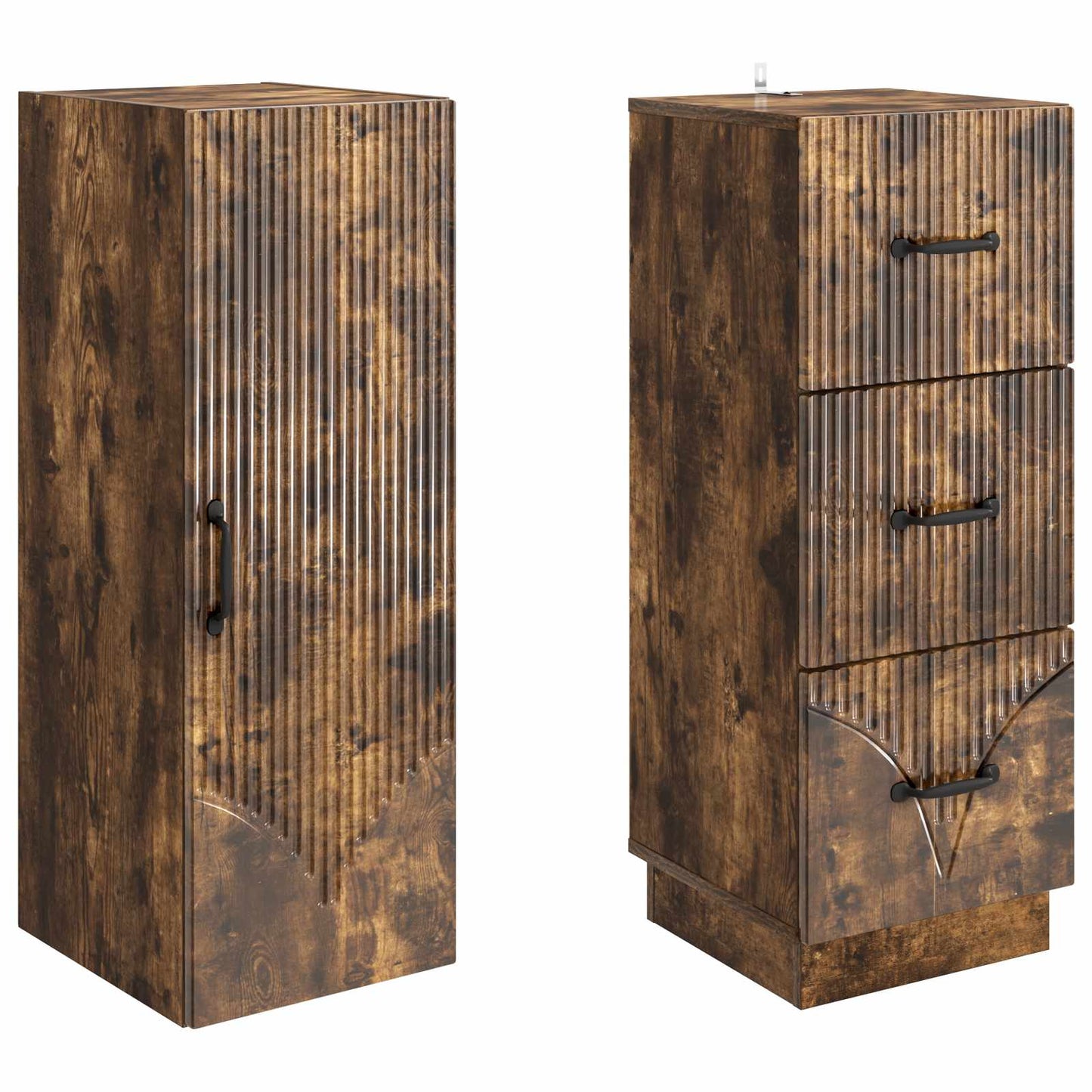 Skapsett 2 pcs Røkt Eik 33 x 34,5 x 87 cm Konstruert tre