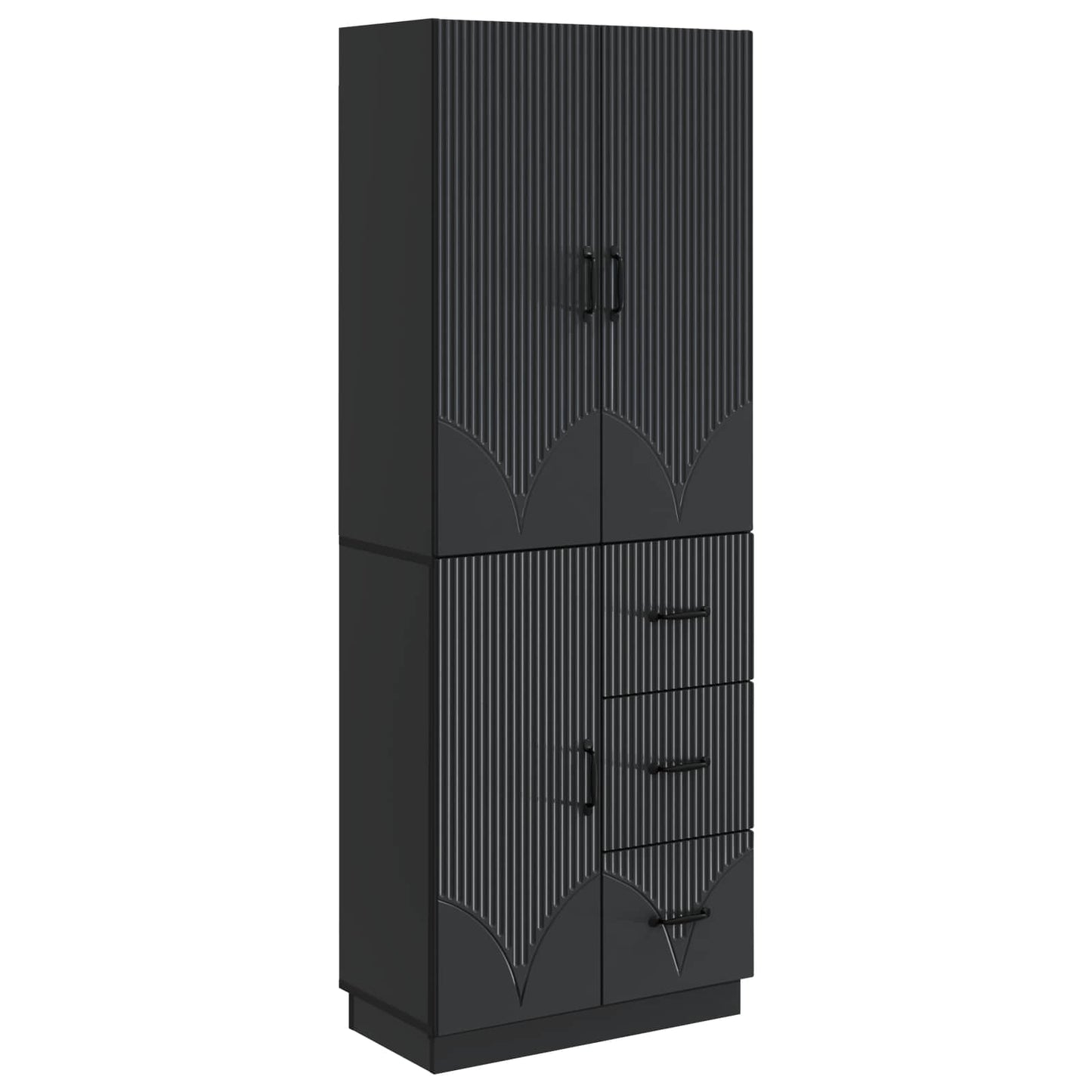 Skapsett 2 pcs Svart Konstruert tre