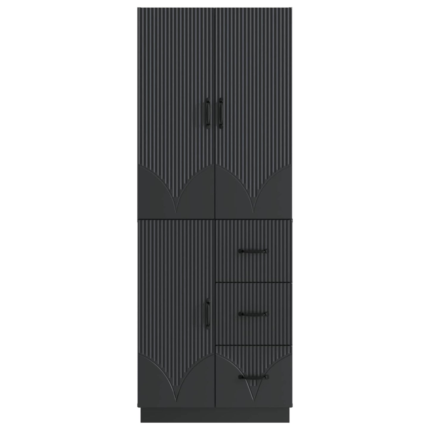 Skapsett 2 pcs Svart Konstruert tre