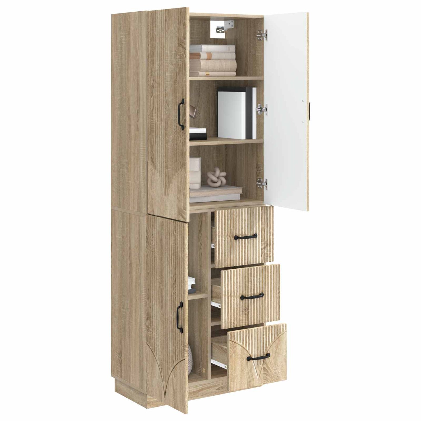 Skapsett 2 pcs Sonoma eik Konstruert tre