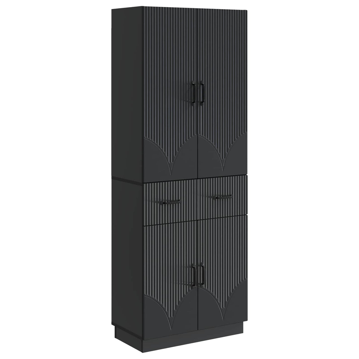 Skapsett 2 pcs Svart Konstruert tre