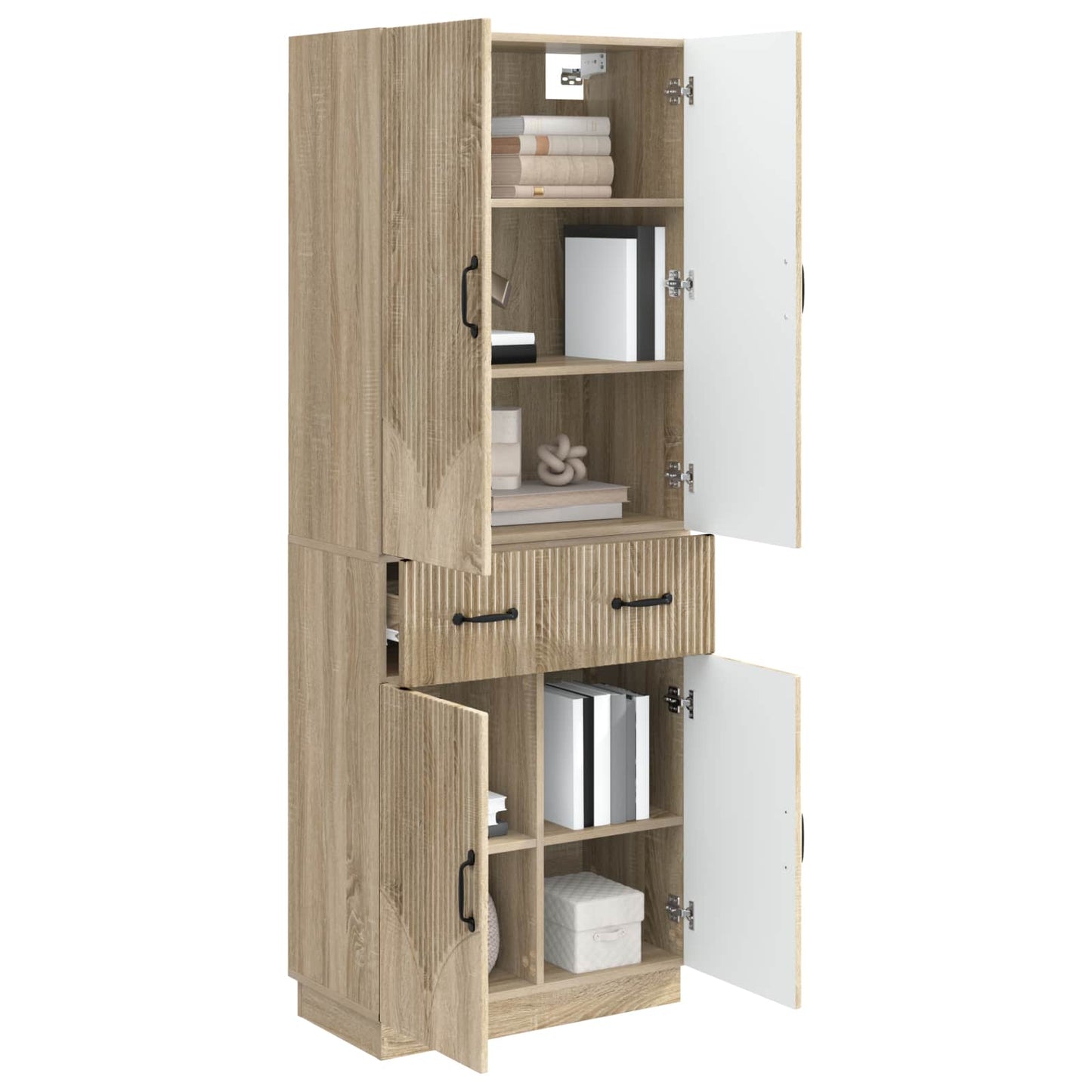 Skapsett 2 pcs Sonoma eik Konstruert tre