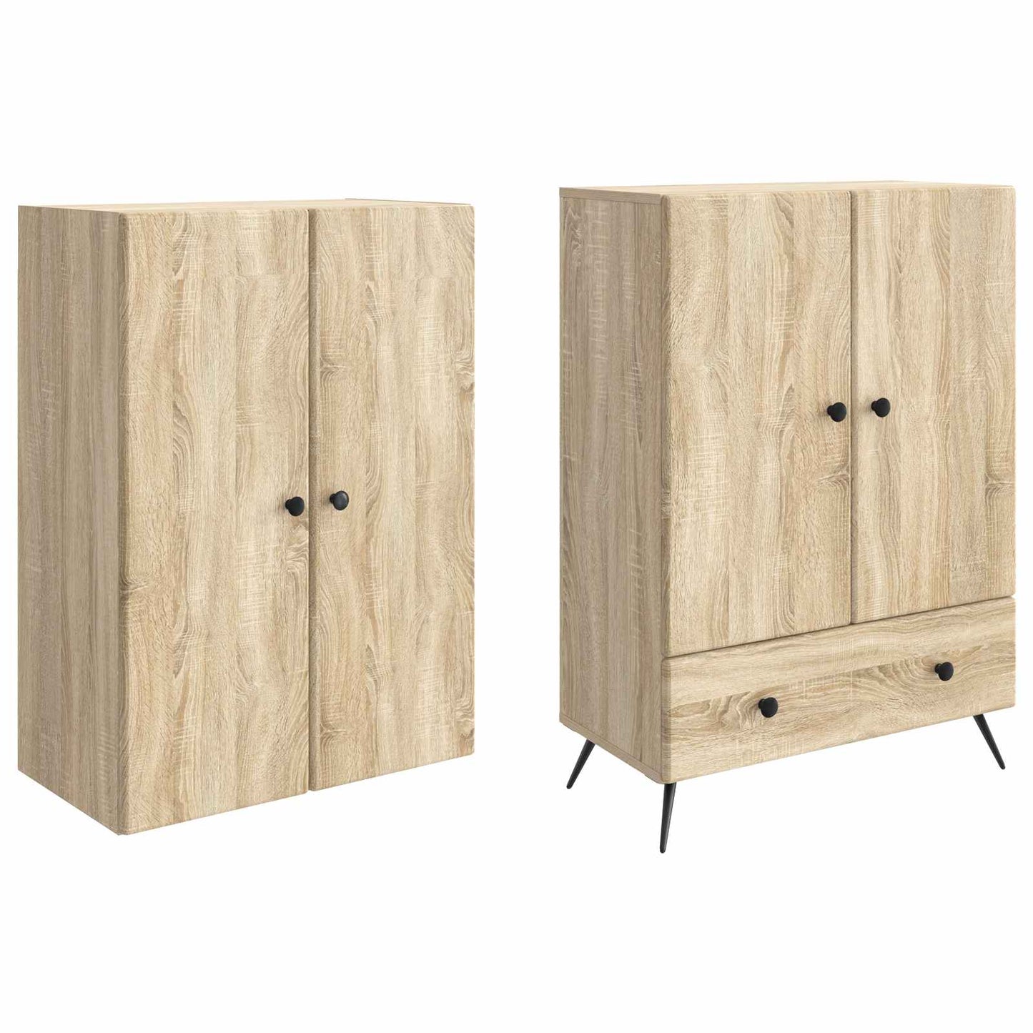 Skapsett 2 pcs Sonoma eik Konstruert tre