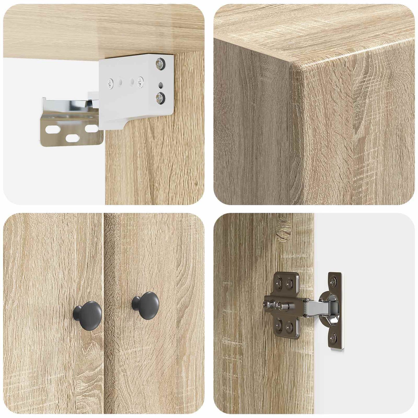 Skapsett 2 pcs Sonoma eik Konstruert tre