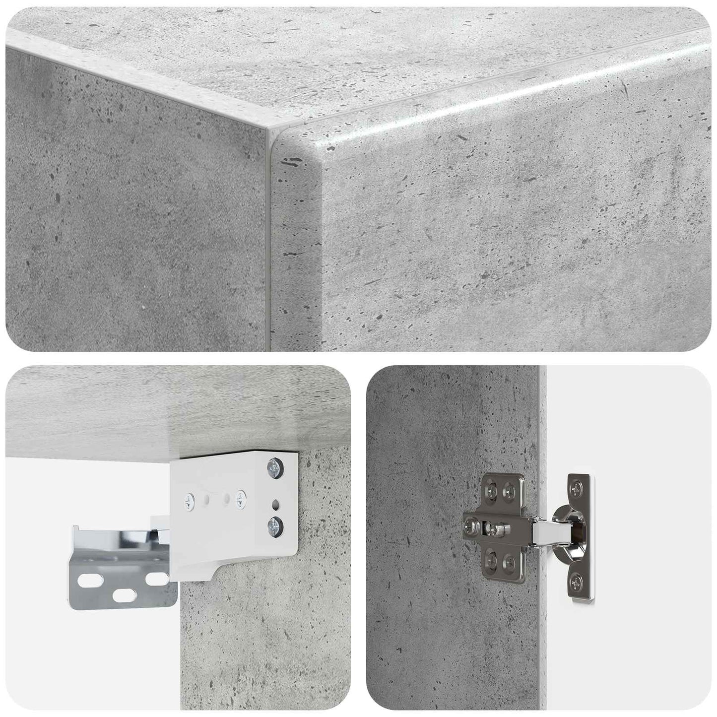 Skapsett 2 pcs Betonggrå Konstruert tre