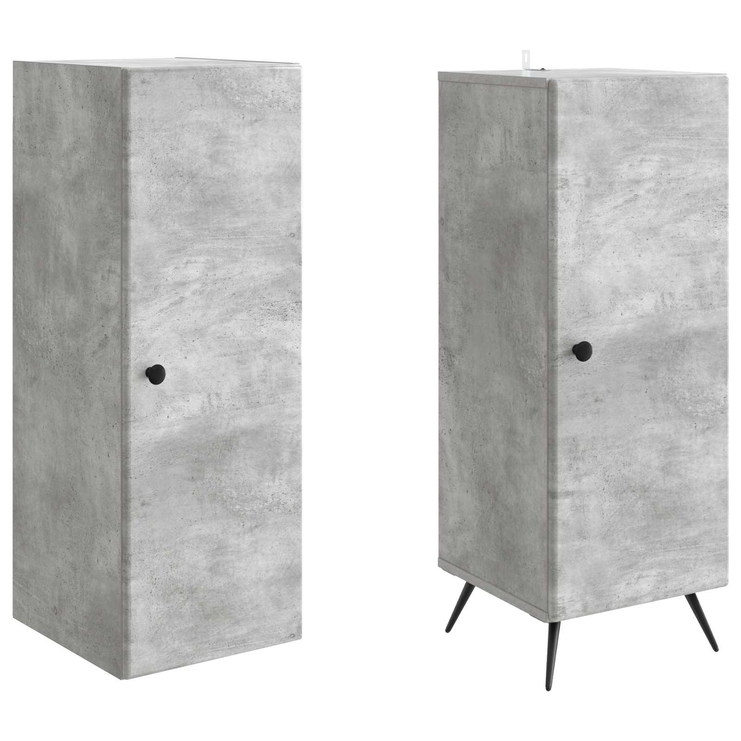 Skapsett 2 pcs Betonggrå Konstruert tre
