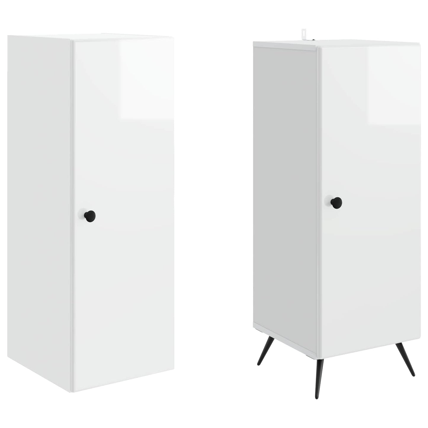 Skapsett 2 pcs Høgglans hvit Konstruert tre