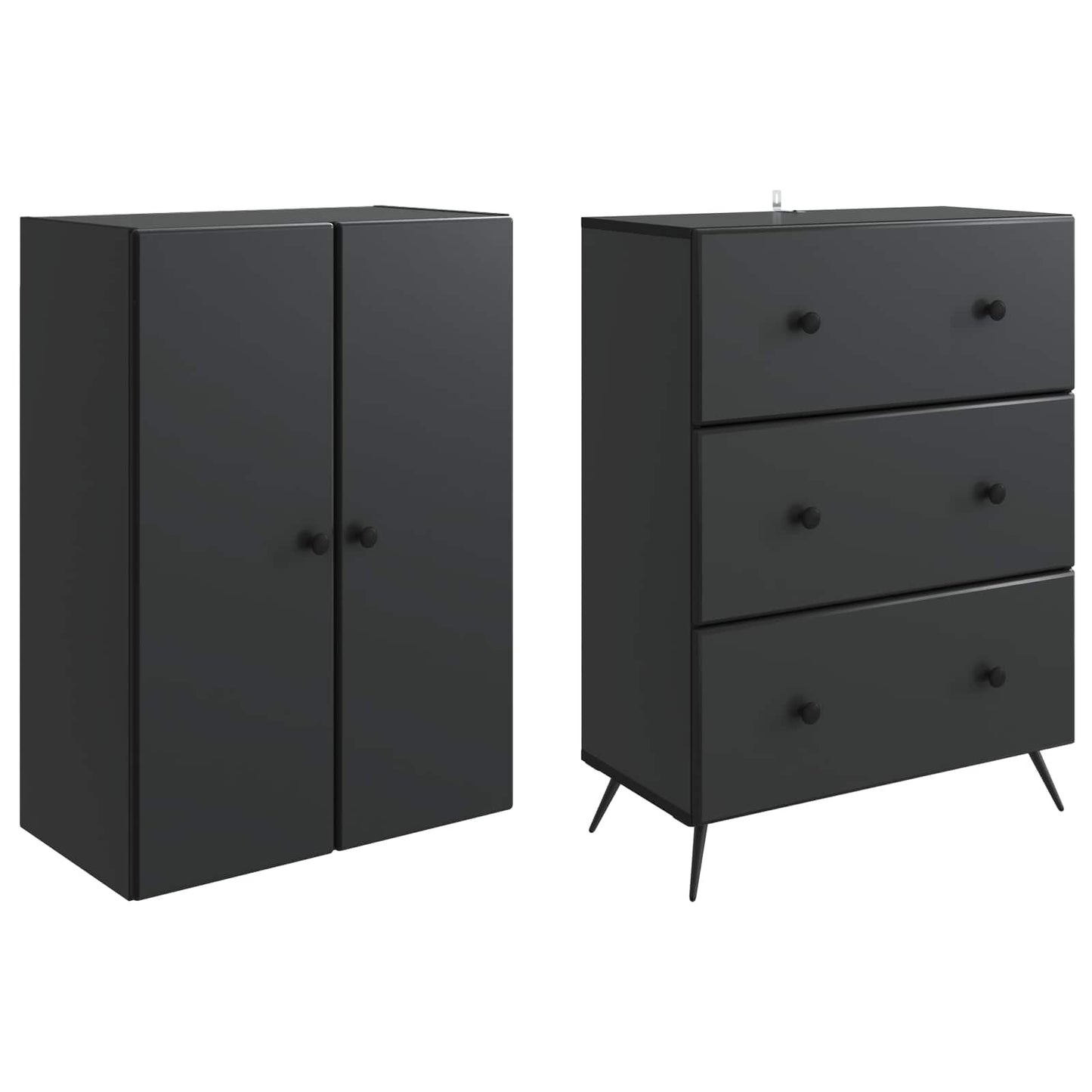 Skapsett 2 pcs Svart 66 x 34,5 x 90 cm Konstruert tre
