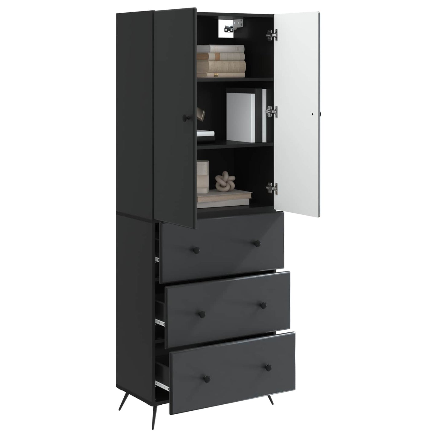 Skapsett 2 pcs Svart 66 x 34,5 x 90 cm Konstruert tre