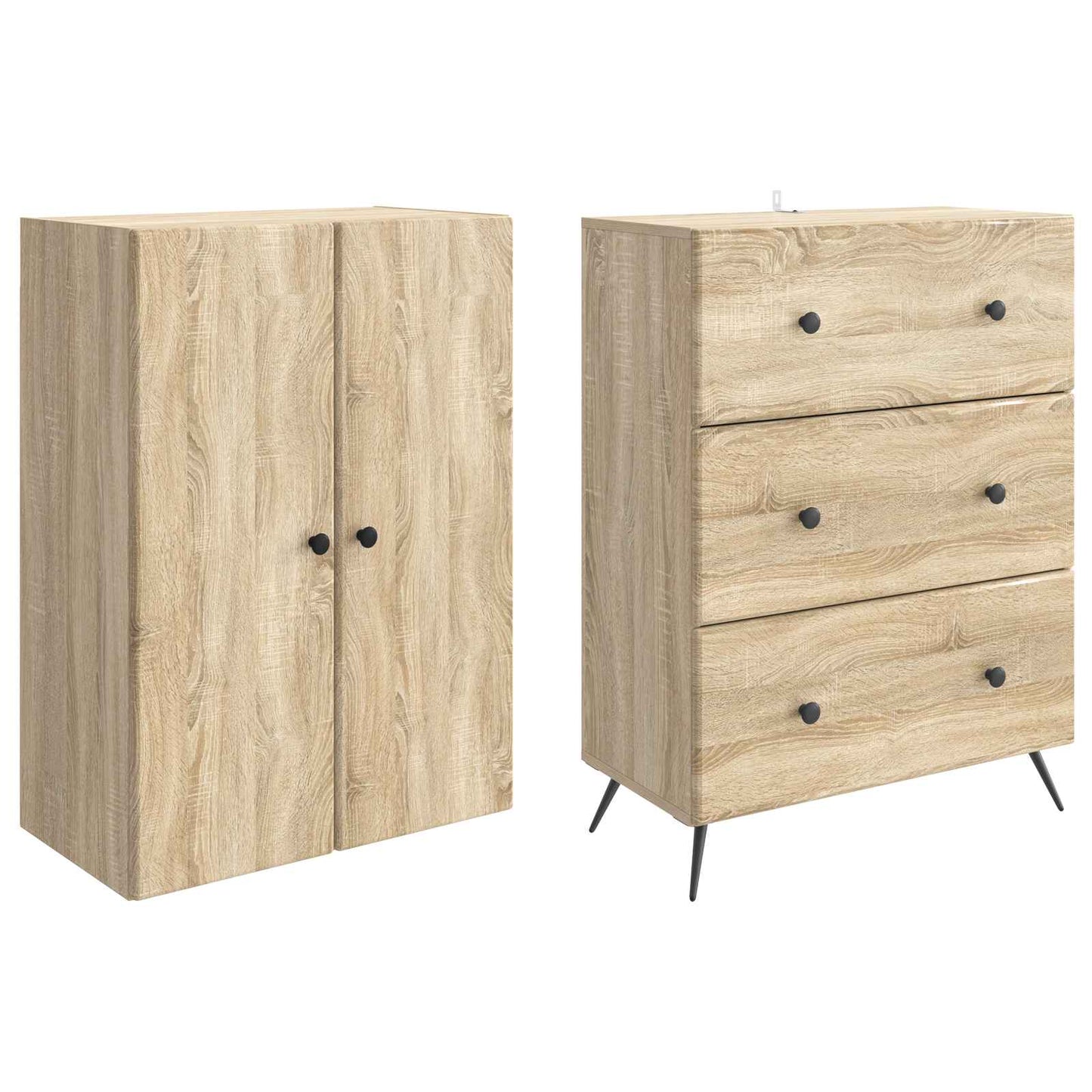 Skapsett 2 pcs Sonoma eik 66 x 34,5 x 90 cm Konstruert tre