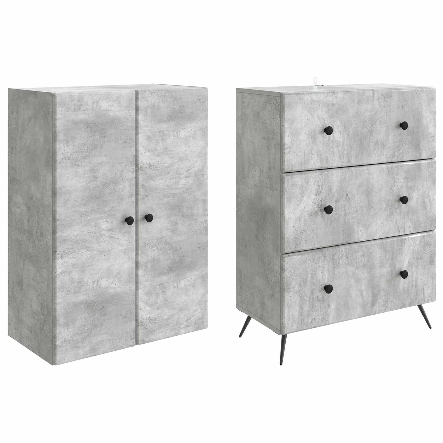 Skapsett 2 pcs Betonggrå 66 x 34,5 x 90 cm Konstruert tre