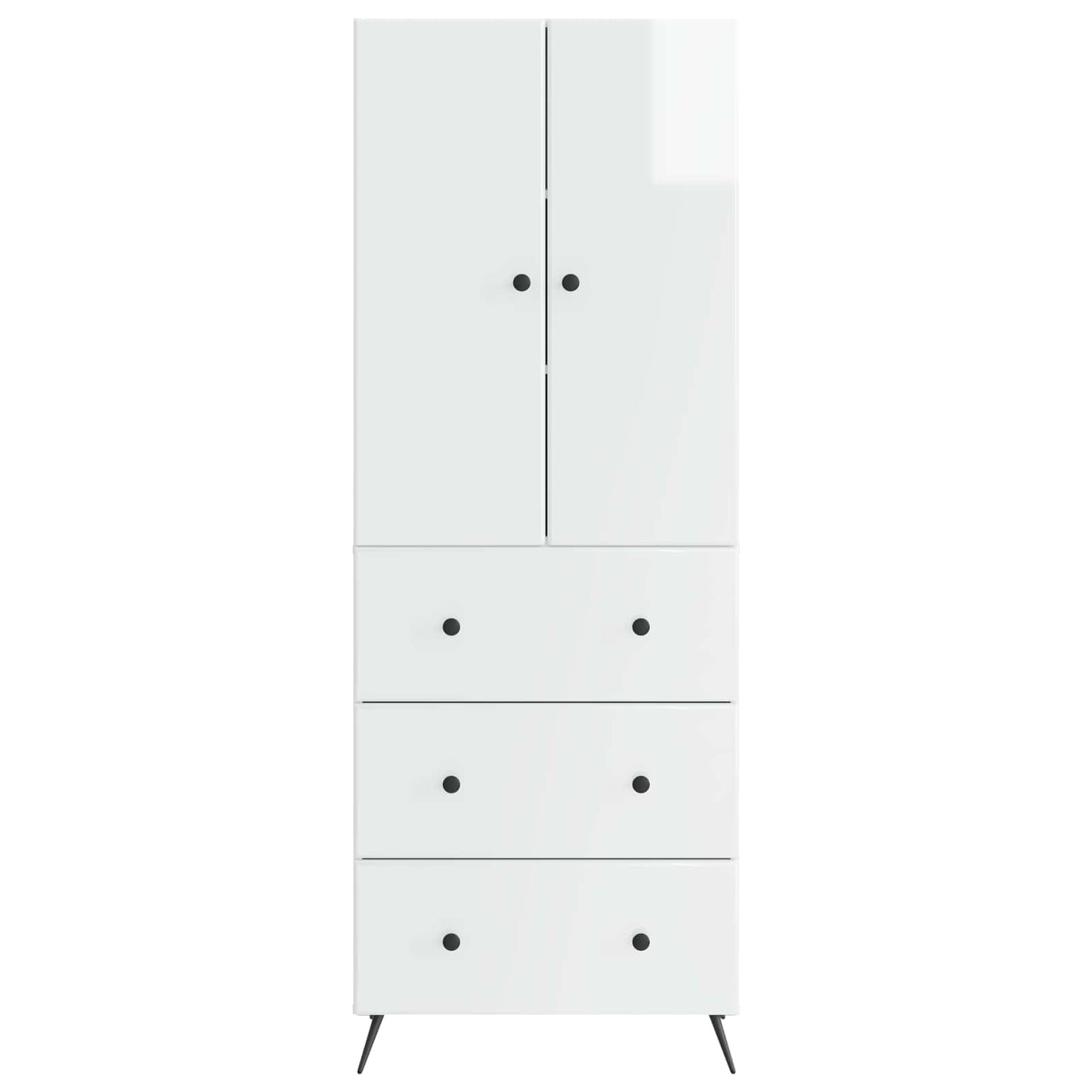 Skapsett 2 pcs Høgglans hvit 66 x 34,5 x 90 cm Konstruert tre