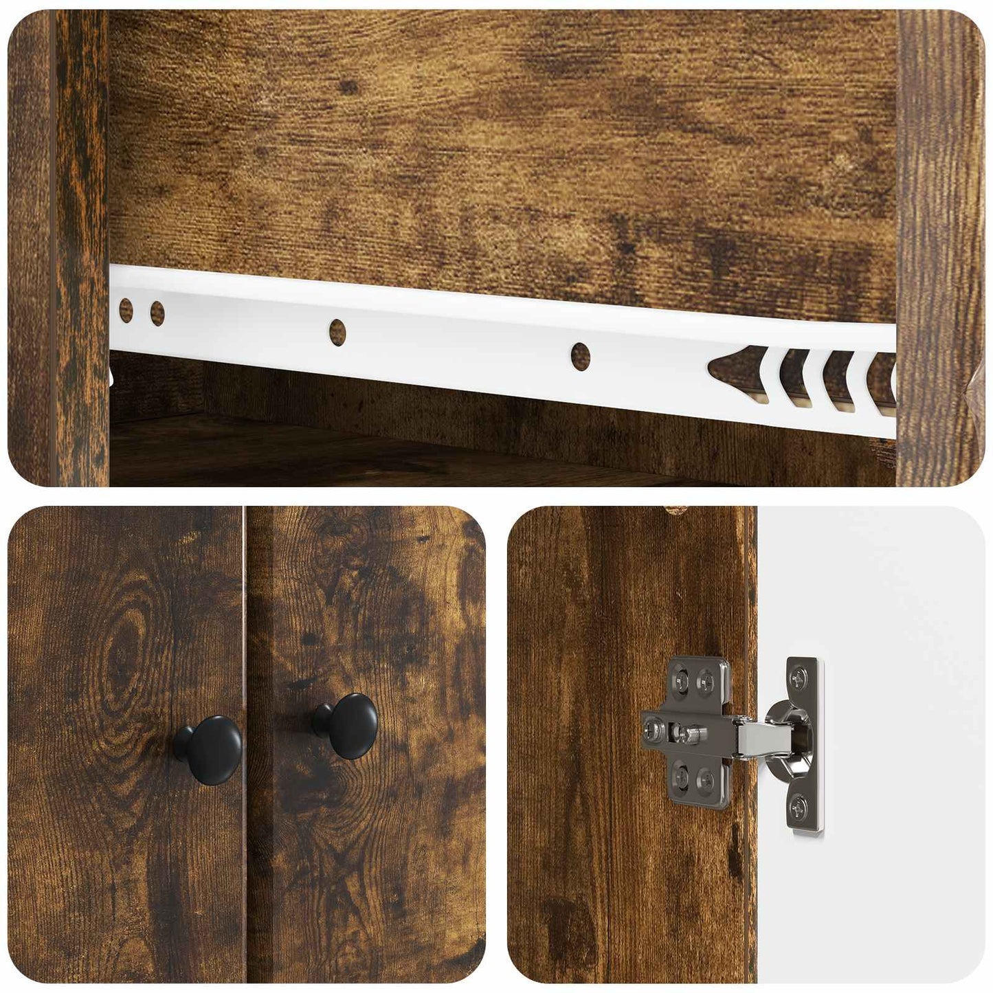 Skapsett 2 pcs Røkt Eik 34,5 x 34,5 x 90 cm Konstruert tre
