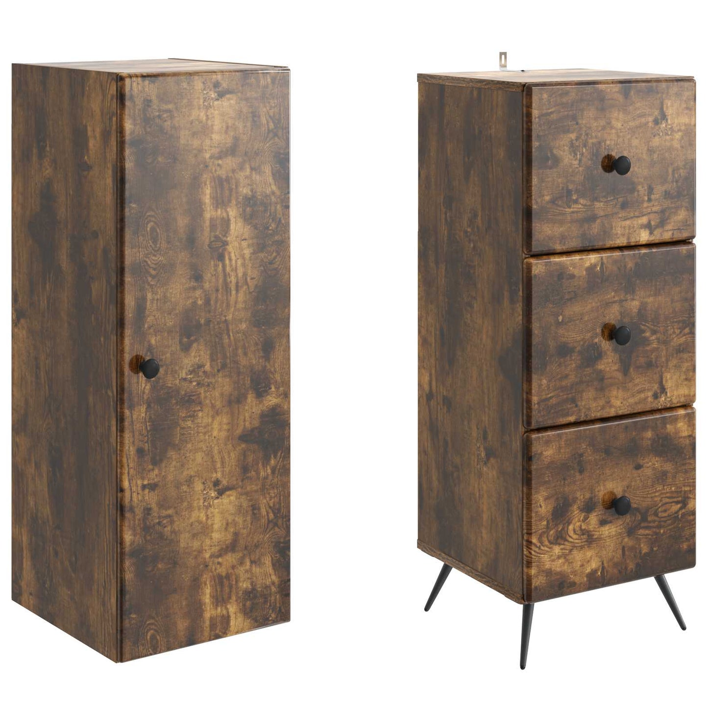 Skapsett 2 pcs Røkt Eik 34,5 x 34,5 x 90 cm Konstruert tre