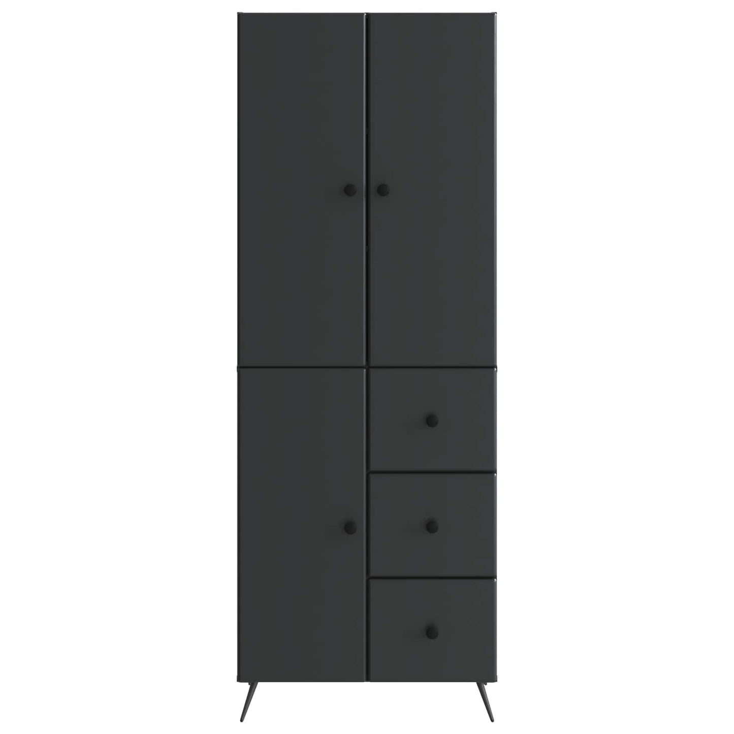 Skapsett 2 pcs Svart Konstruert tre