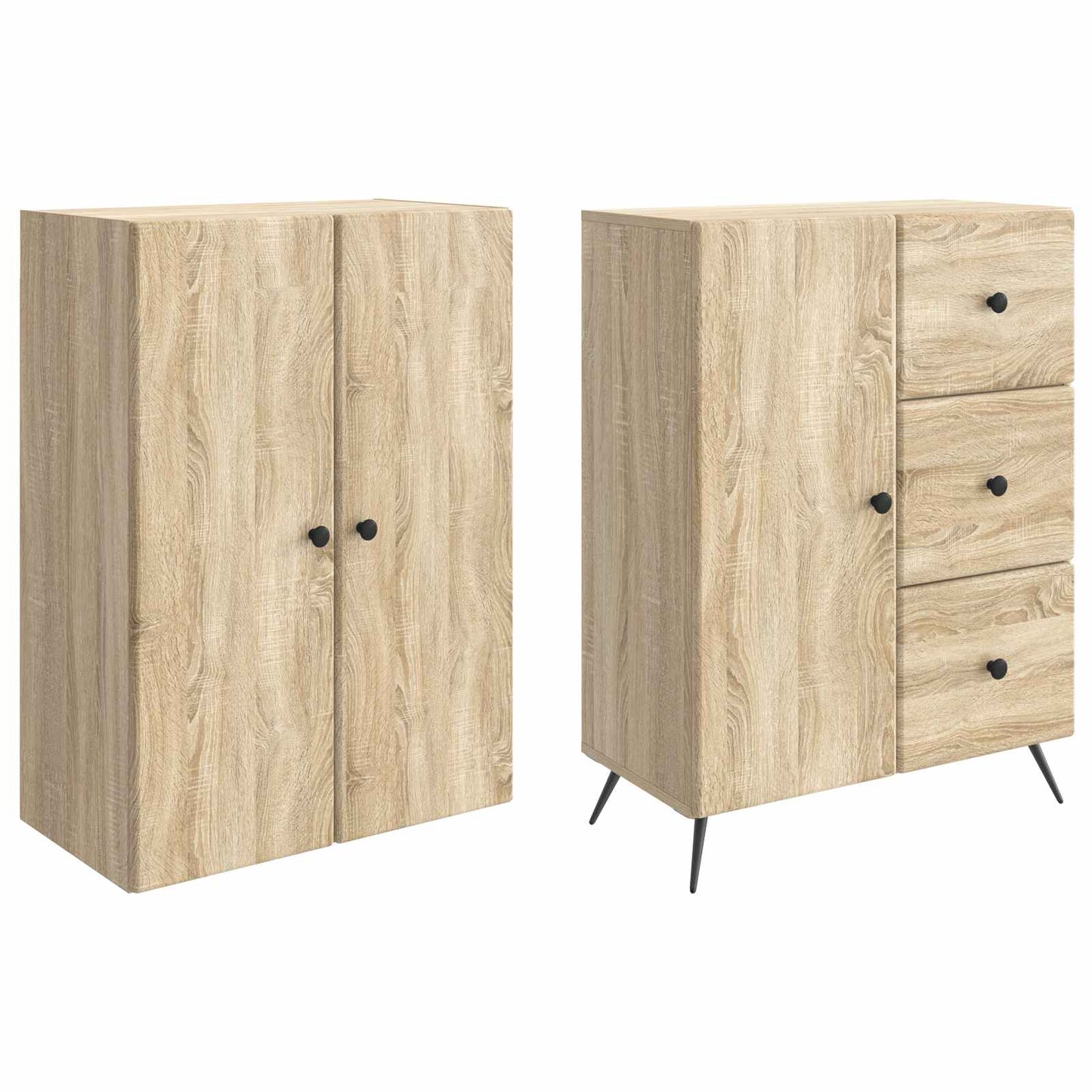 Skapsett 2 pcs Sonoma eik Konstruert tre