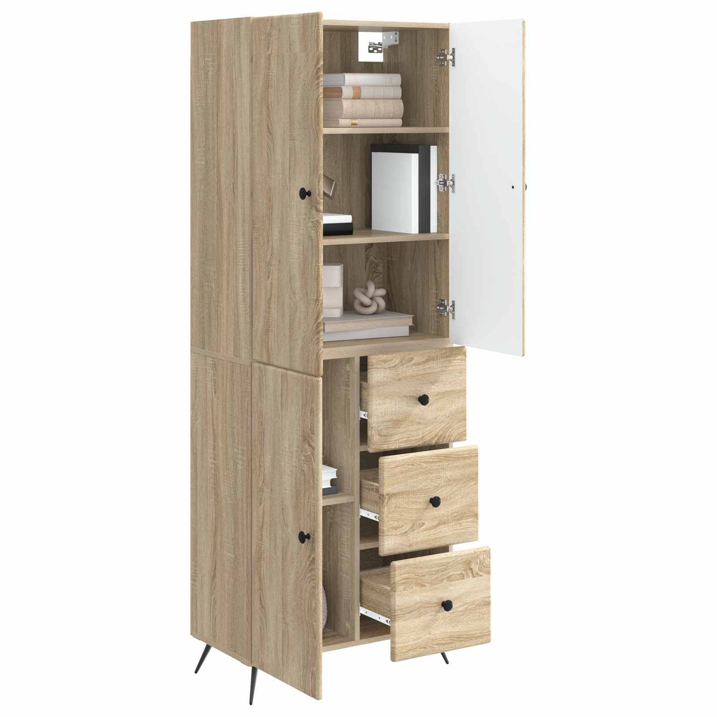 Skapsett 2 pcs Sonoma eik Konstruert tre
