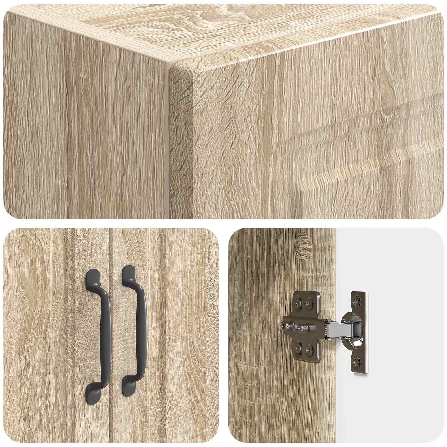 Skapsett 2 pcs Sonoma eik Konstruert tre