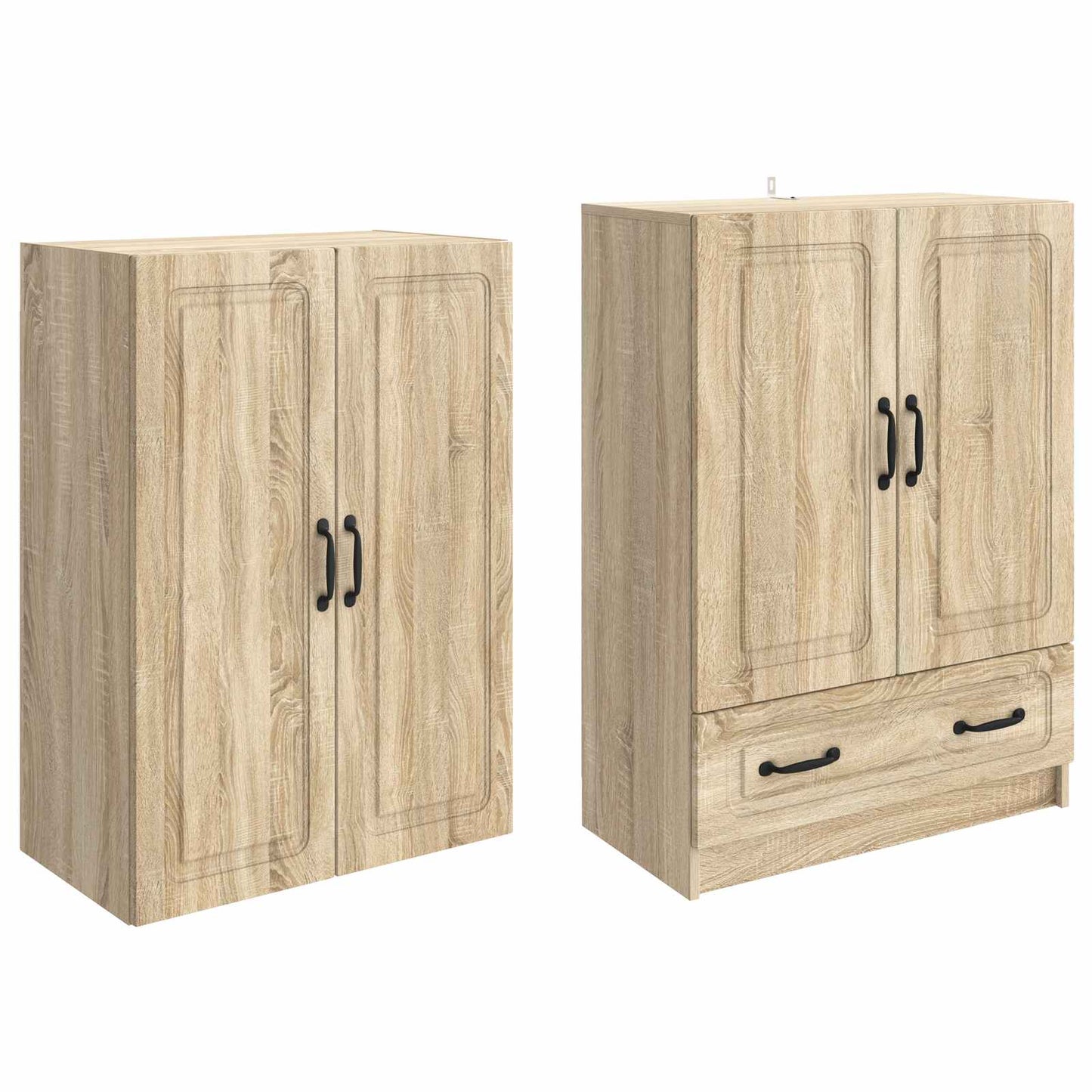 Skapsett 2 pcs Sonoma eik Konstruert tre