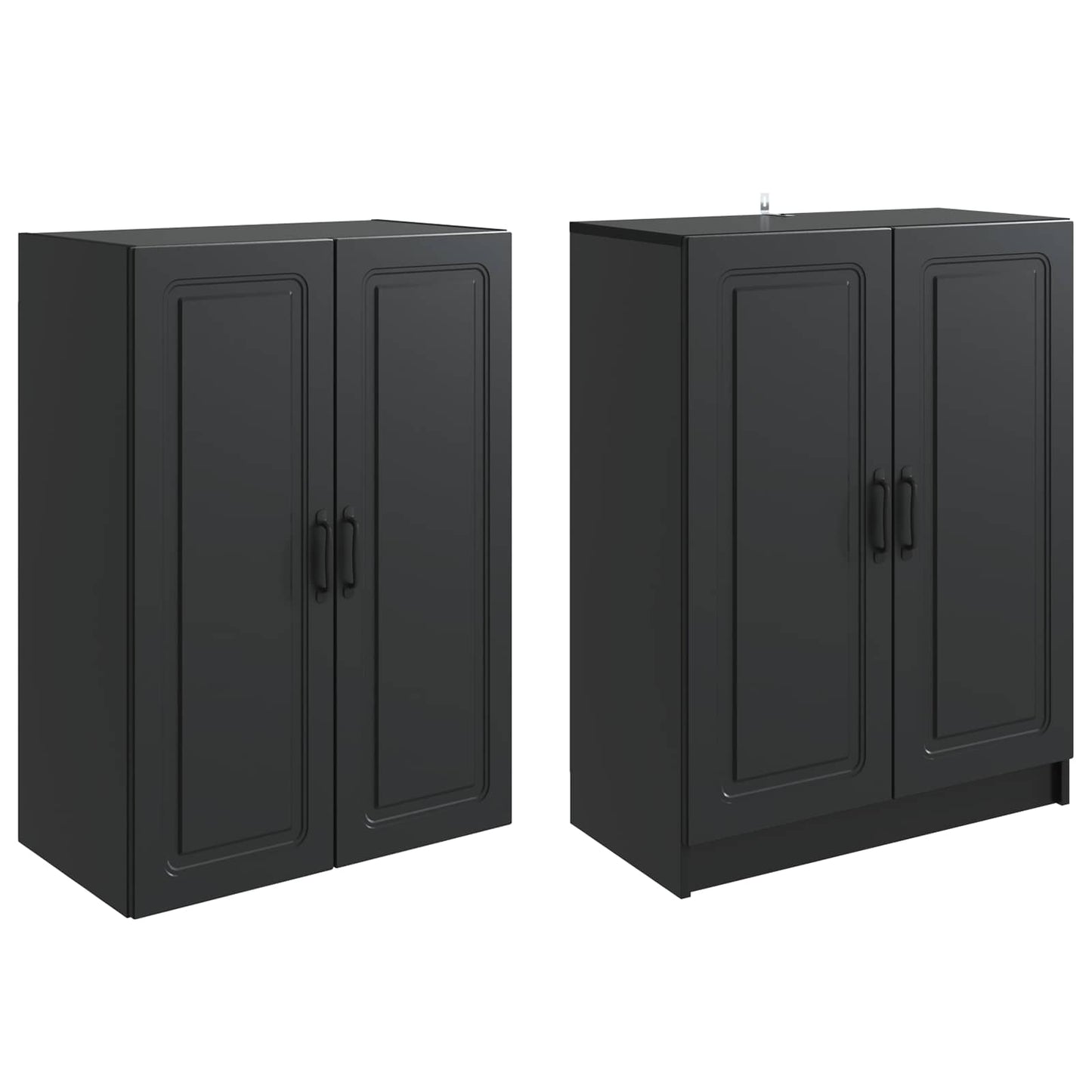 Skapsett 2 pcs Svart Konstruert tre
