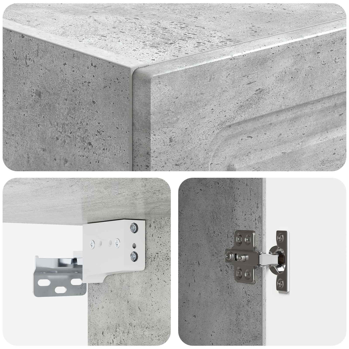 Skapsett 2 pcs Betonggrå Konstruert tre