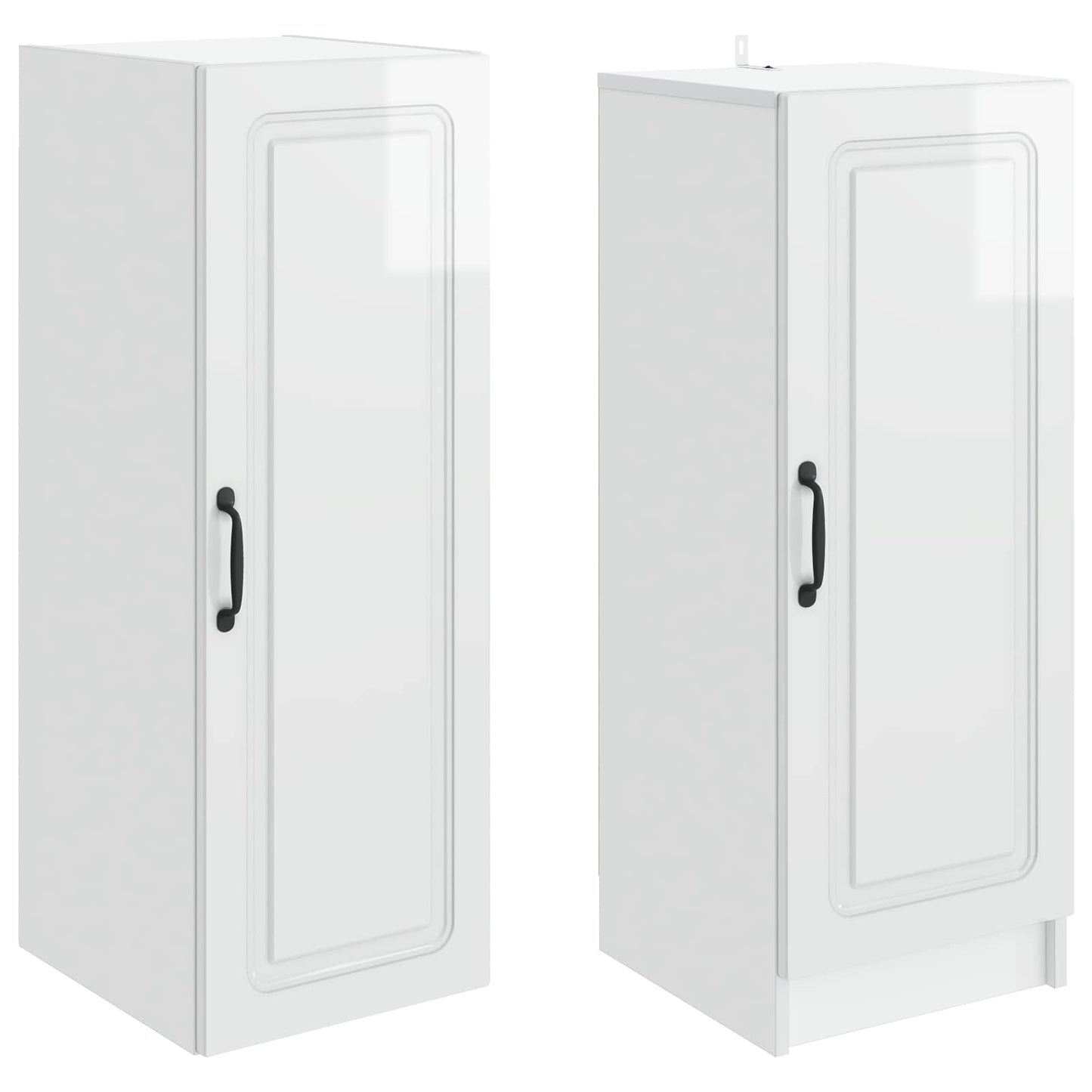 Skapsett 2 pcs Høgglans hvit Konstruert tre