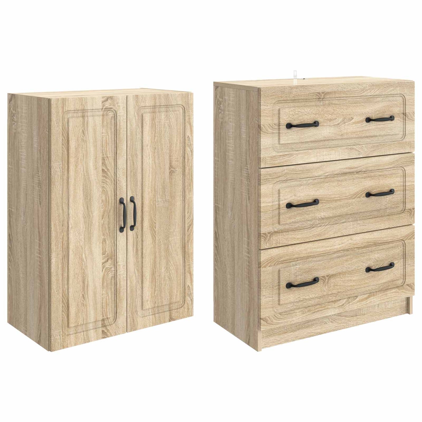 Skapsett 2 pcs Sonoma eik 66 x 34,5 x 87 cm Konstruert tre