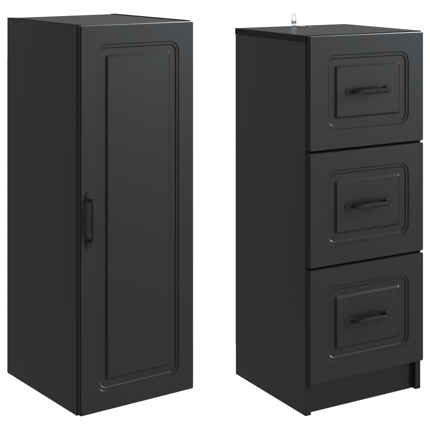 Skapsett 2 pcs Svart 33 x 34,5 x 87 cm Konstruert tre
