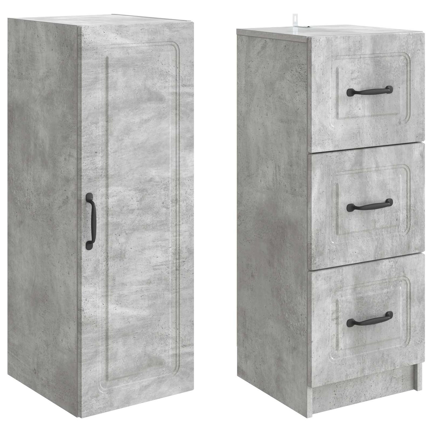 Skapsett 2 pcs Betonggrå 33 x 34,5 x 87 cm Konstruert tre