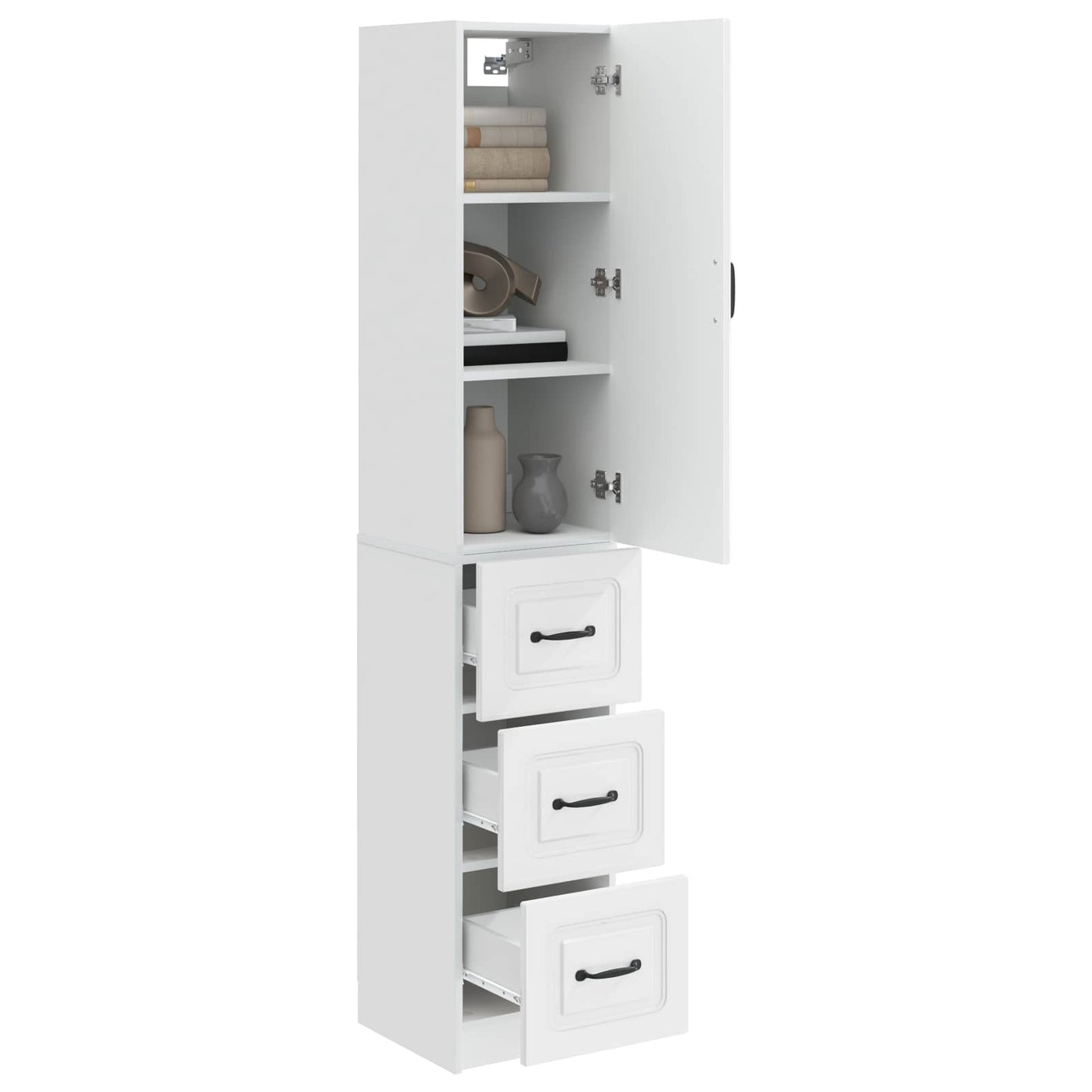 Skapsett 2 pcs Høgglans hvit 33 x 34,5 x 87 cm Konstruert tre
