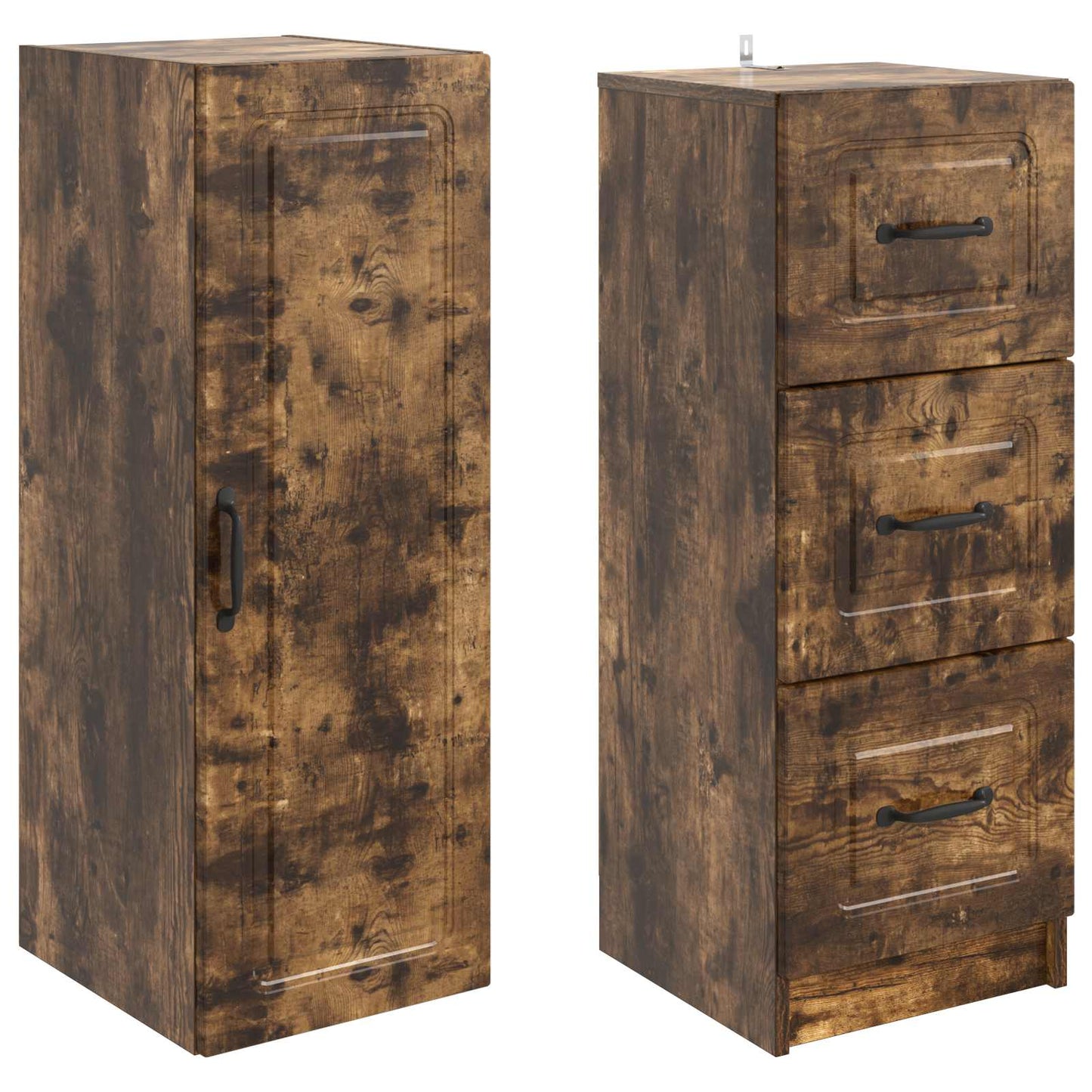 Skapsett 2 pcs Røkt Eik 33 x 34,5 x 87 cm Konstruert tre